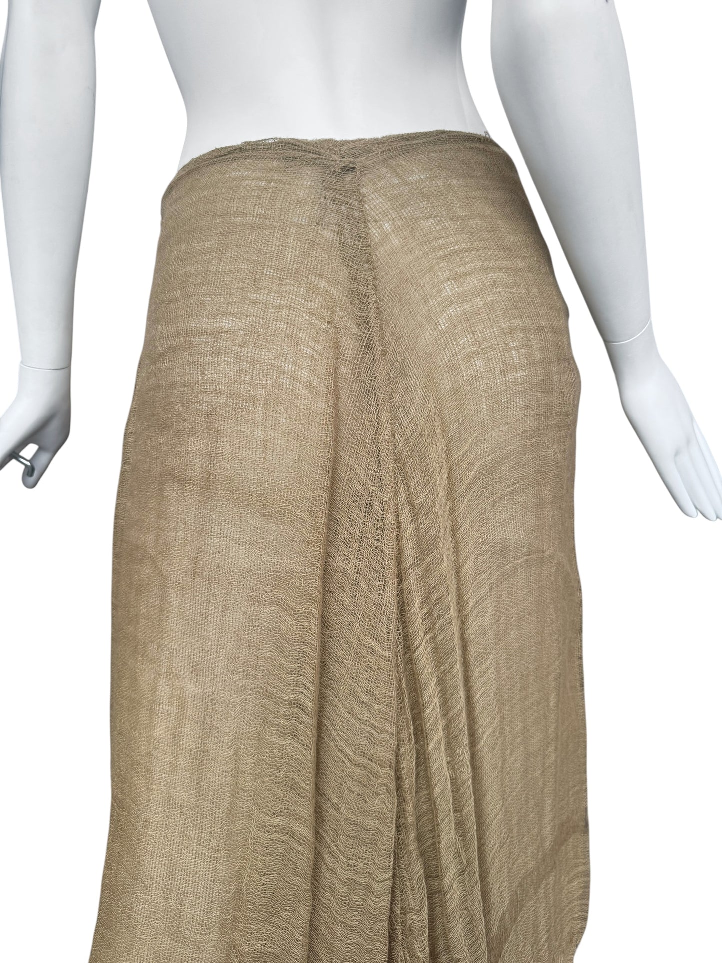 FAYÇAL AMOR SS1993 BEIGE RAW JUTE MAXI SKIRT