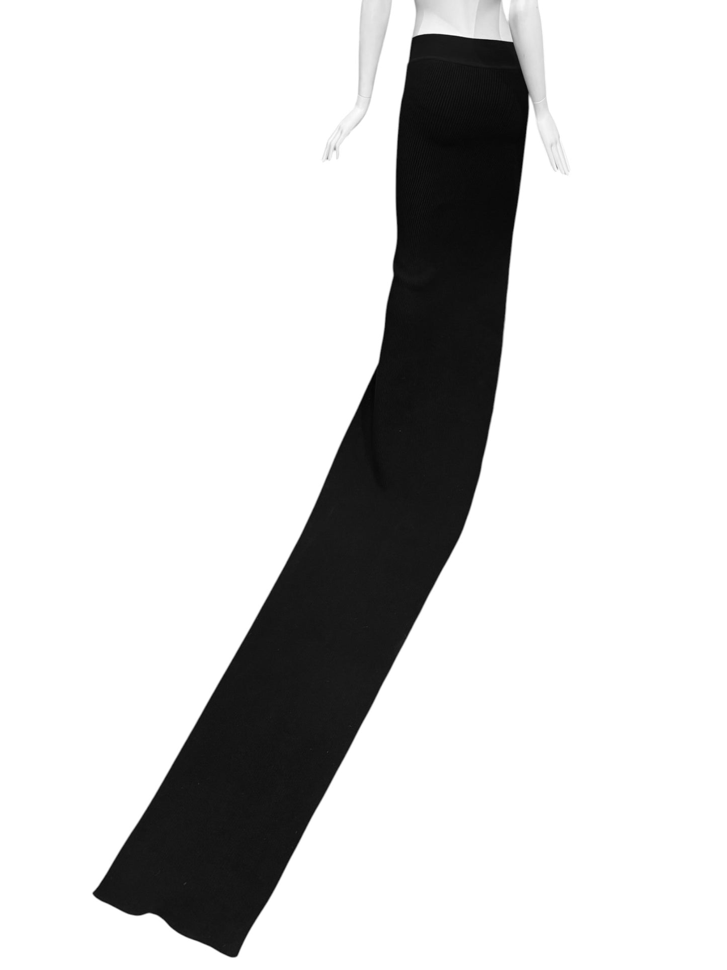 RICK OWENS FW2023 «LUXOR» BLACK CASHMERE SLIT MAXI TRAIN SKIRT