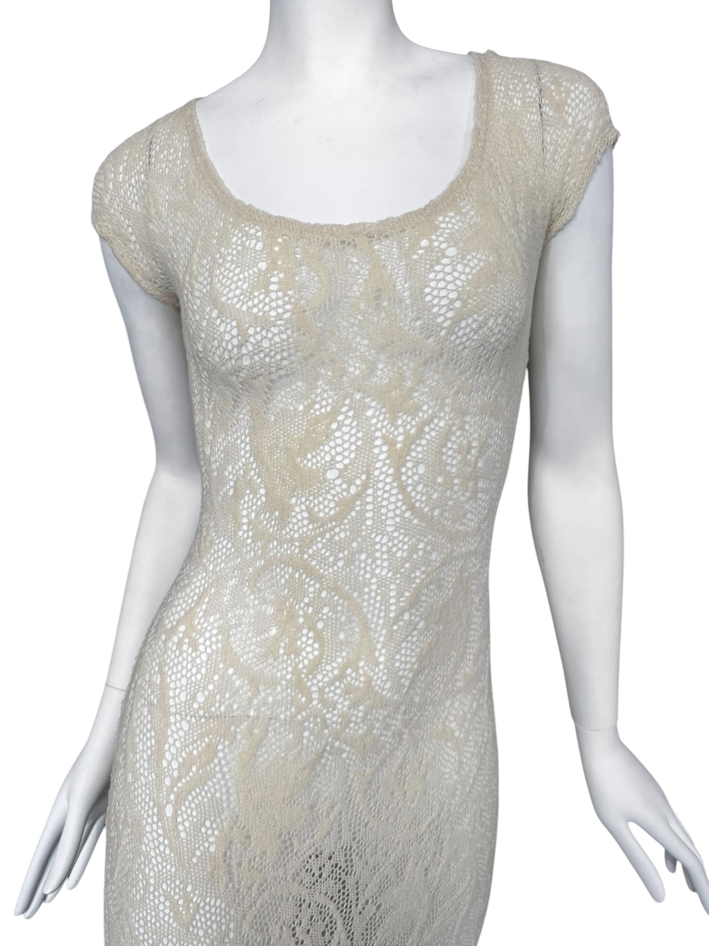 PLEIN SUD SS1993 CREAM WOOL LACE MAXI DRESS