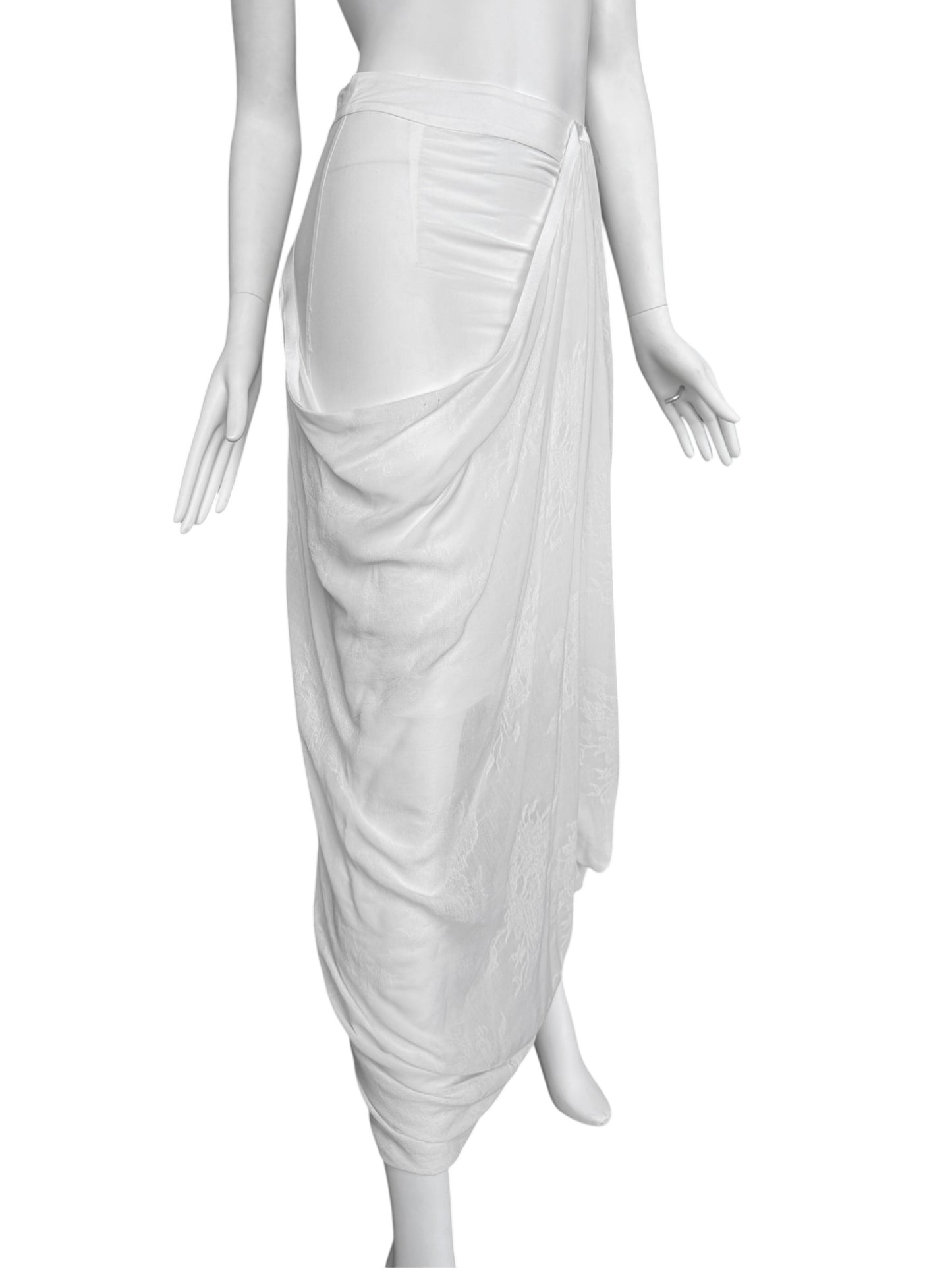 MARC LE BIHAN 2020s WHITE DRAPED MAXI SKIRT