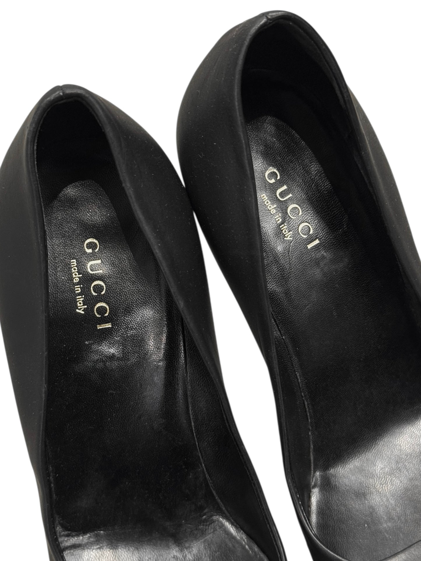 GUCCI FW2007 BY FRIDA GIANNINI BLACK LEATHER PLATFORM STILETTO HEELS