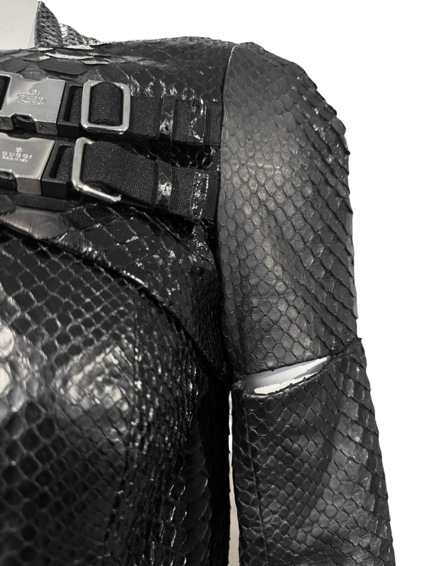 GUCCI SS2010 BY FRIDA GIANNINI BLACK PYTHON LEATHER CUT OUT JACKET
