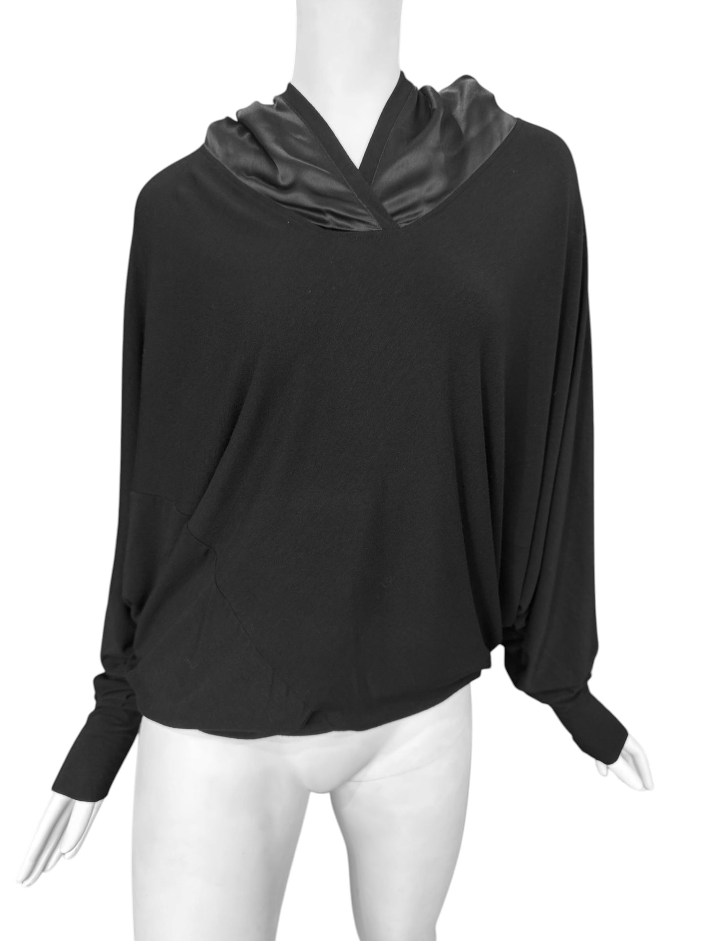 PLEIN SUD JEANIUS FW2013 BLACK HOODED BATWING SLEEVES SWEATER