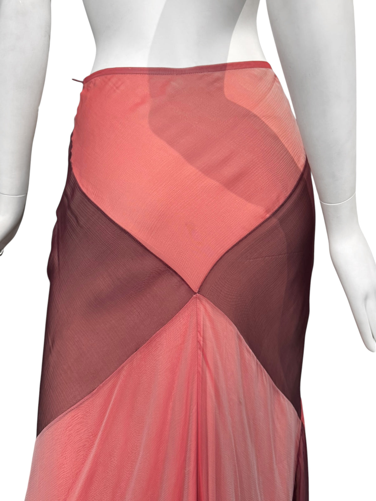PLEIN SUD SUN 1990s PINK SILK MAXI SKIRT