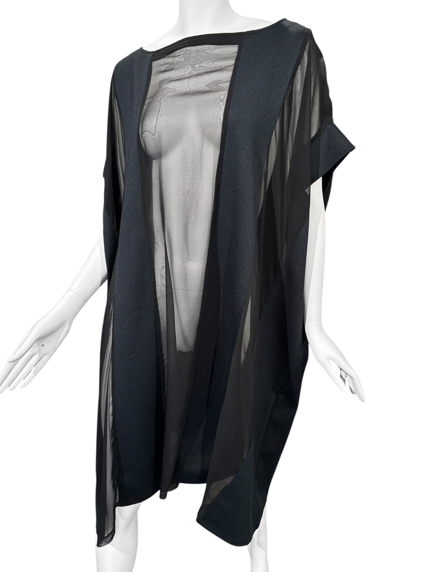 MAISON MARTIN MARGIELA SS2000 ARTISANAL BLACK & NAVY PANELS OVERSIZE DRESS