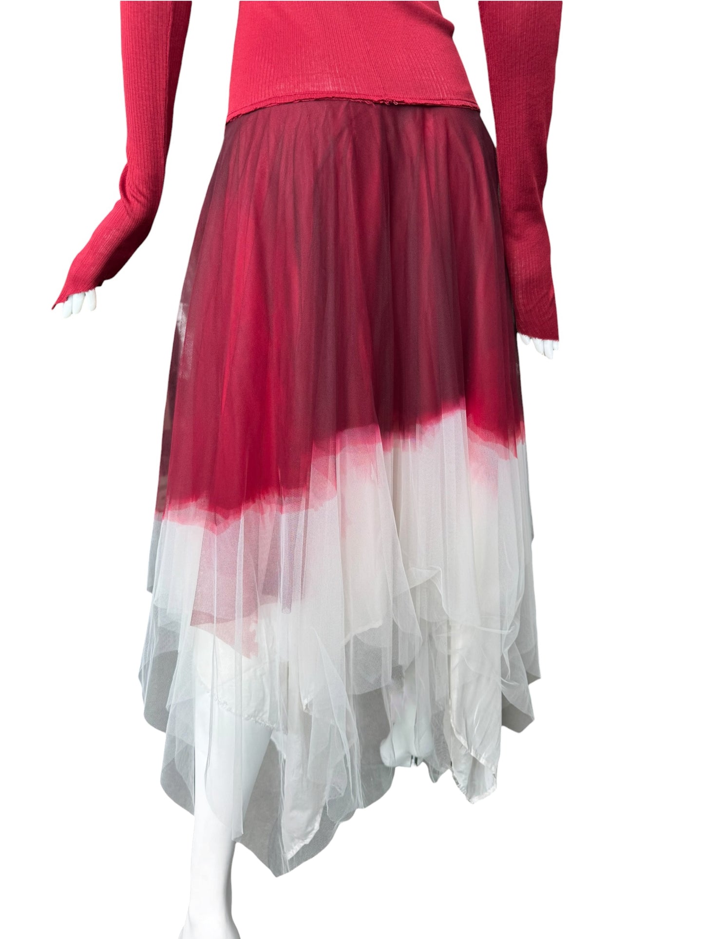 MARC LE BIHAN 2020s RED & WHITE BALLERINA MAXI DRESS