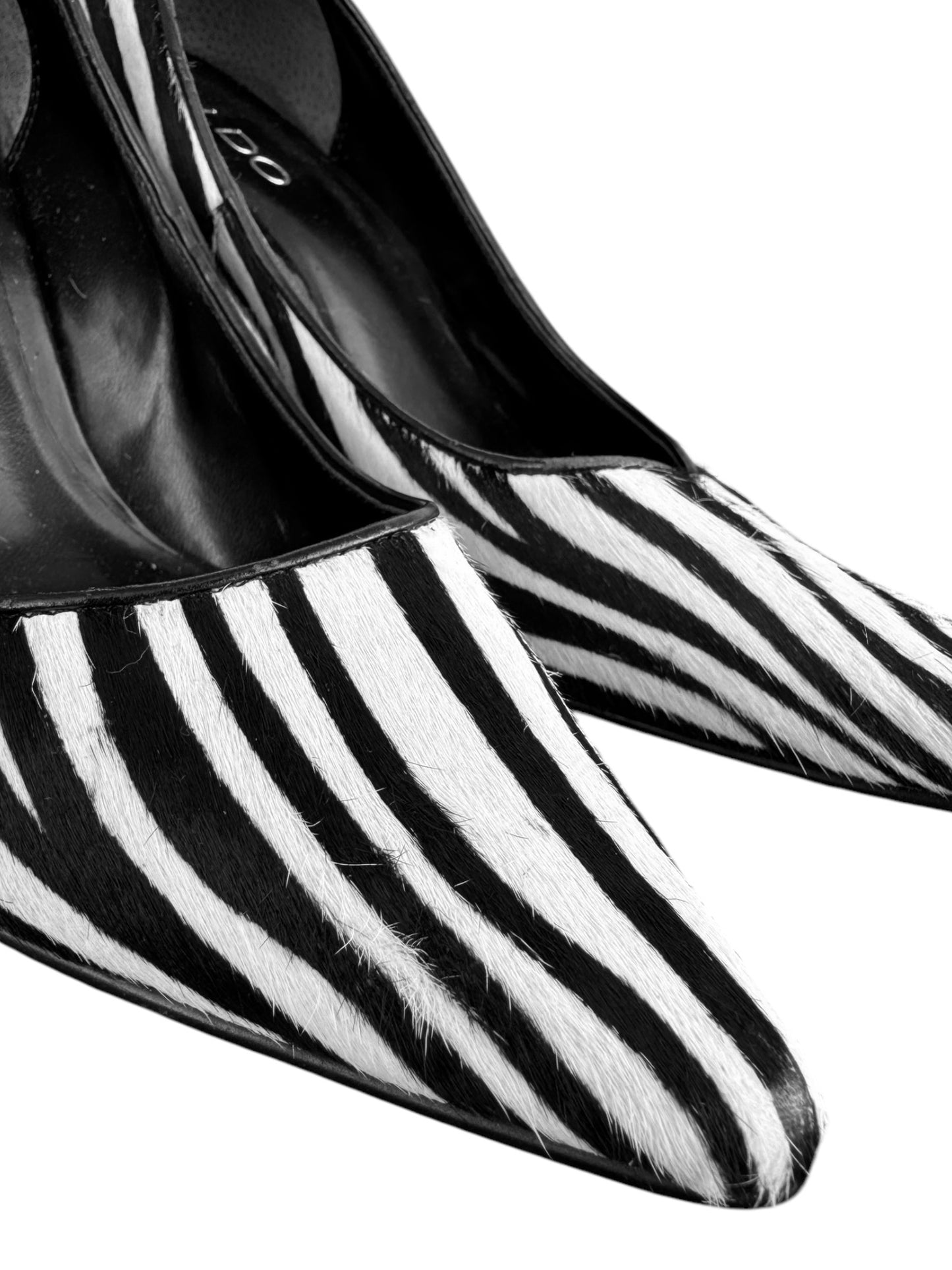 ALDO 2000s BLACK & WHITE HAIRY LEATHER ZEBRA HEELS