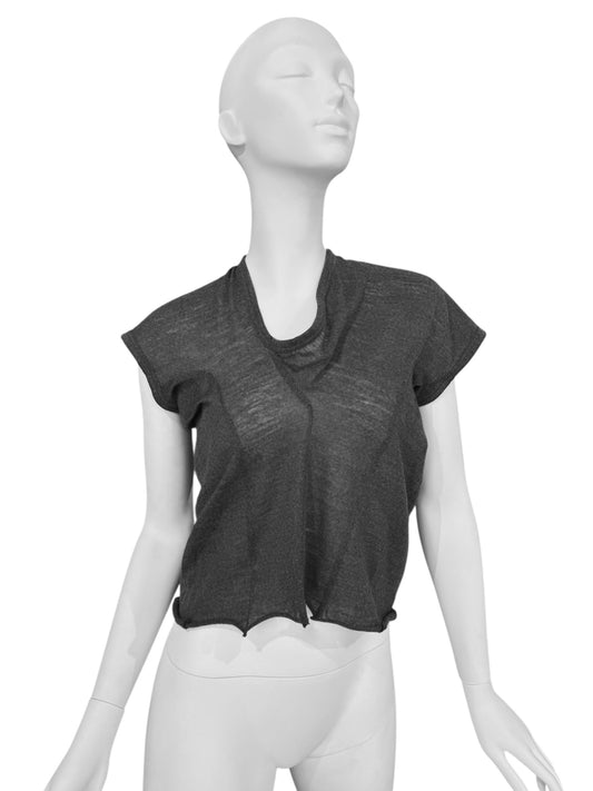COMME DES GARÇONS 2000s GREY WOOL ASYMMETRICAL DECONSTRUCTED TOP