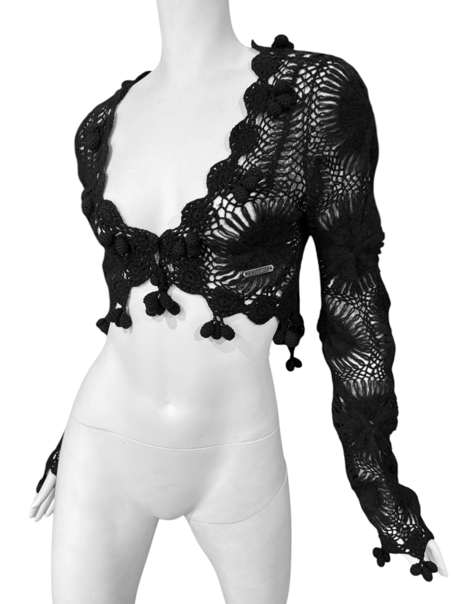 JOHN GALLIANO 2000s BLACK MOHAIR CROCHET CARDIGAN