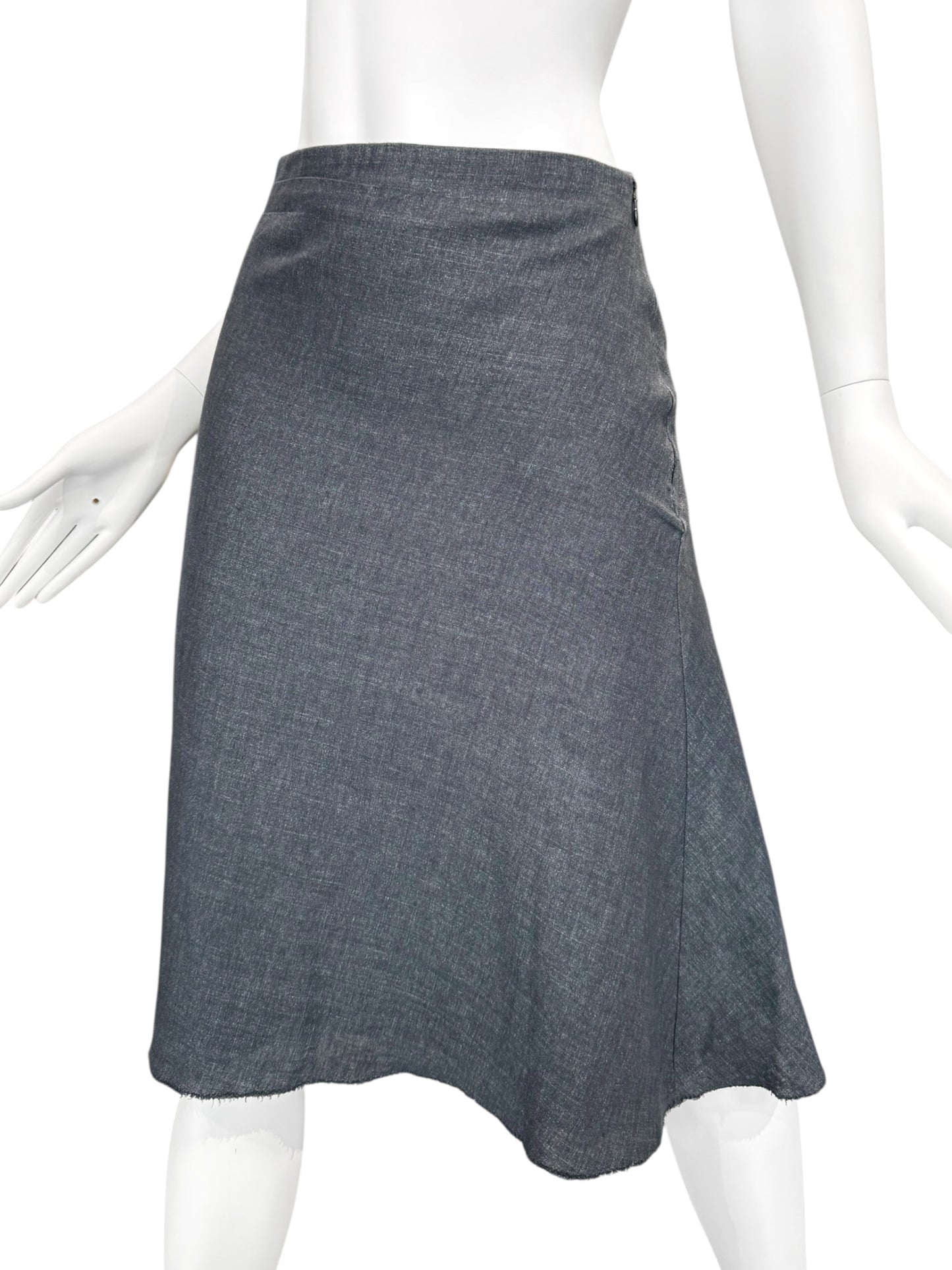 MARC LE BIHAN GREYISH BLUE DENIM MIDI SKIRT