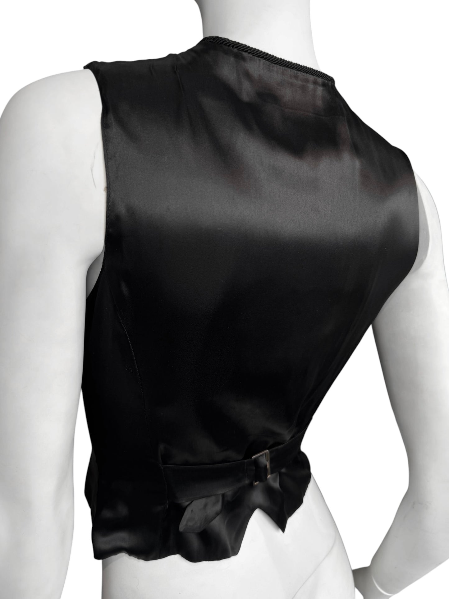 PLEIN SUD FW1993 BLACK LEATHER OFFICER VEST
