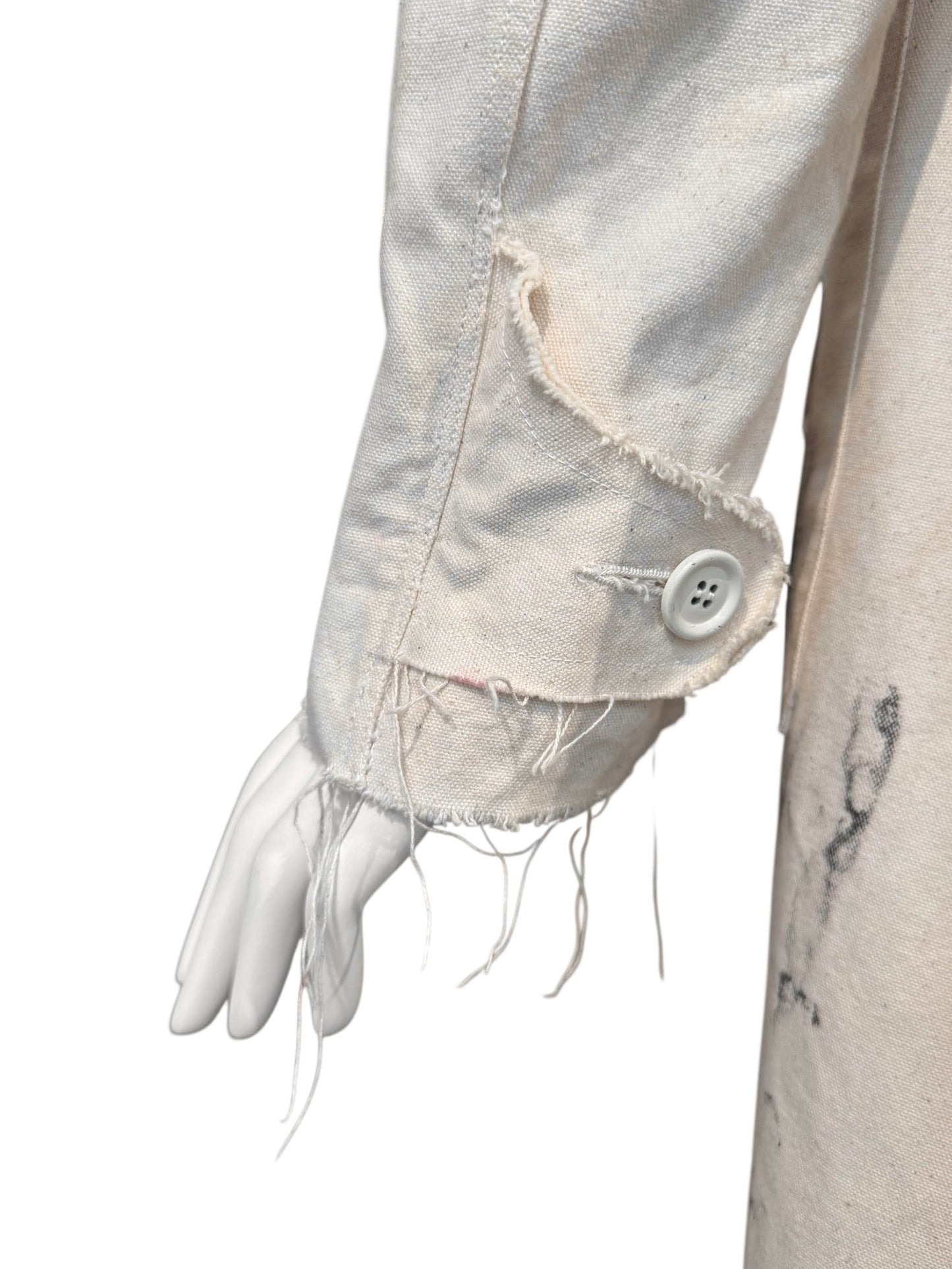 ELENA DAWSON 2010s CREAM COTTON CANVAS HAND-PAINTED COAT