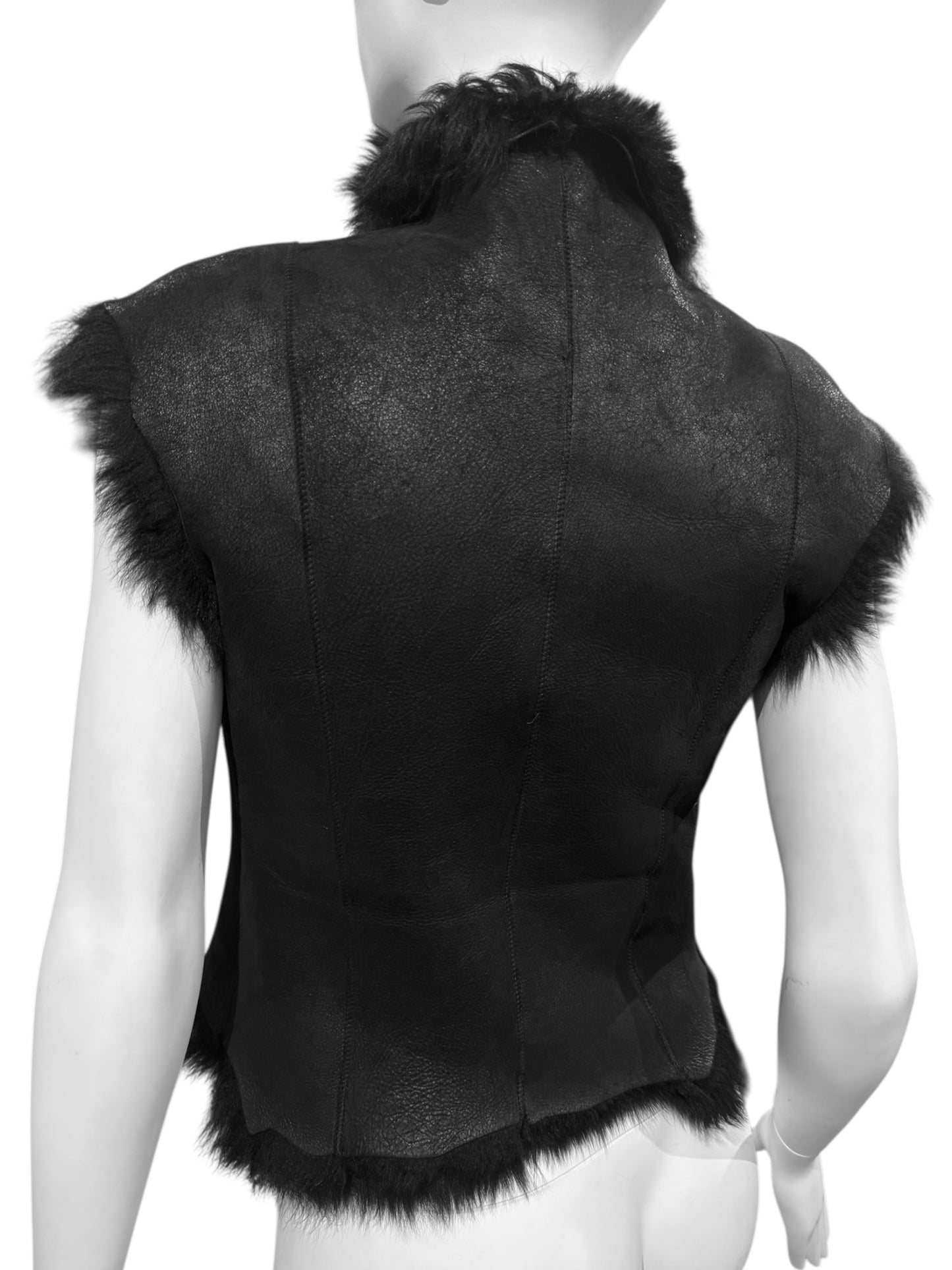 PLEIN SUD JEANS FW2002 BLACK FUR VEST