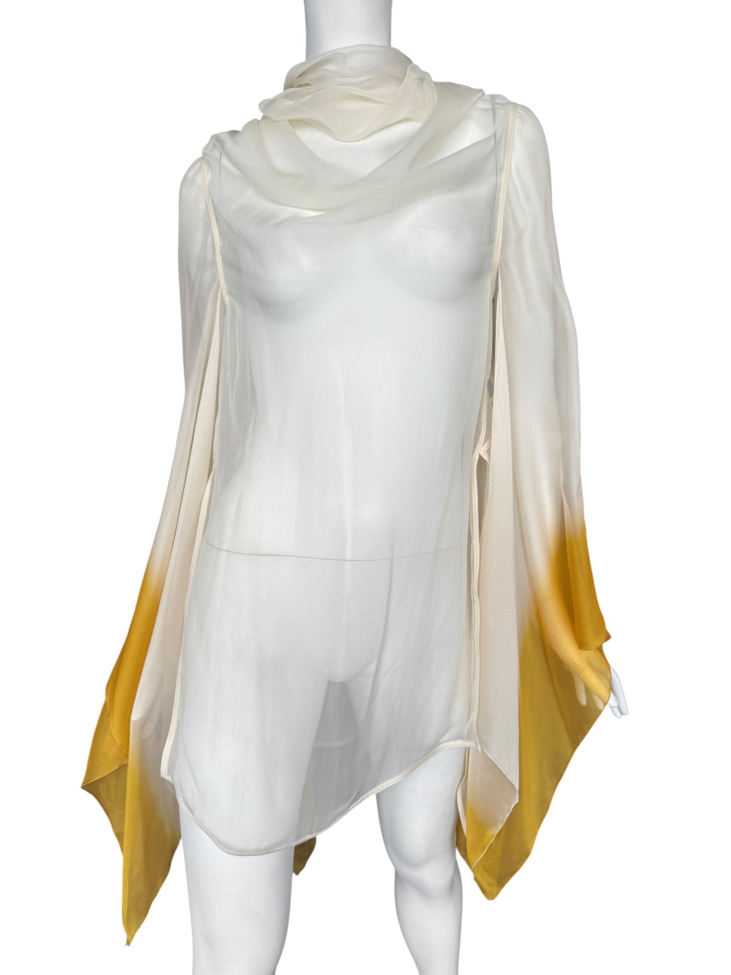 RICK OWENS SS2022 ‘FOGACHINE’ WHITE & YELLOW SILK TOP