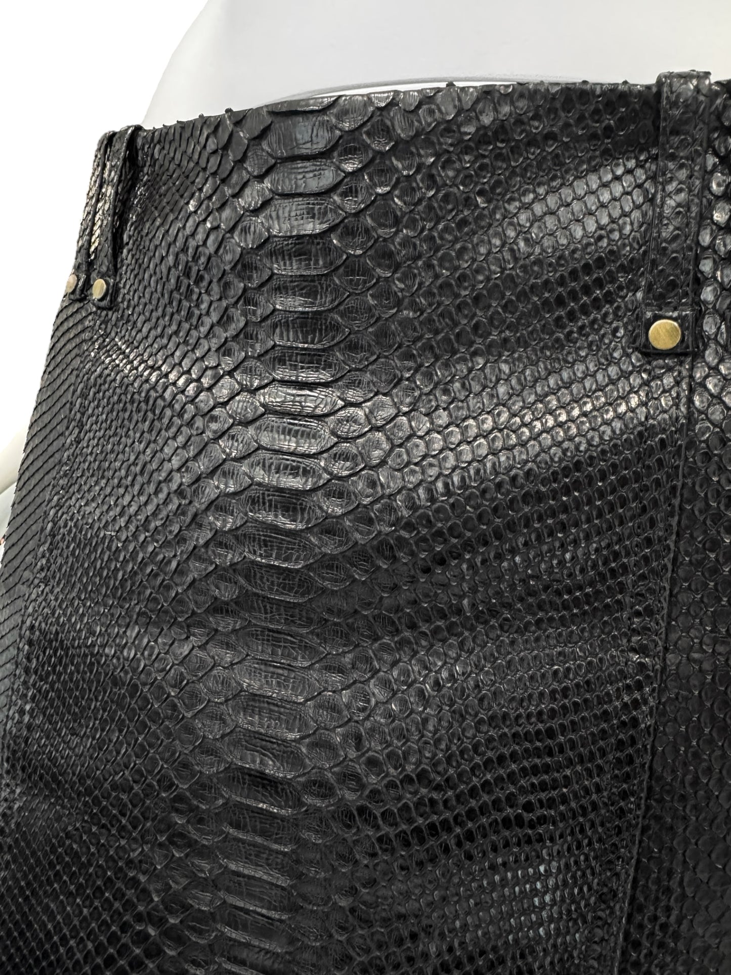 PLEIN SUD SS2011 BLACK PYTHON LEATHER TULLE HEM MINI SKIRT