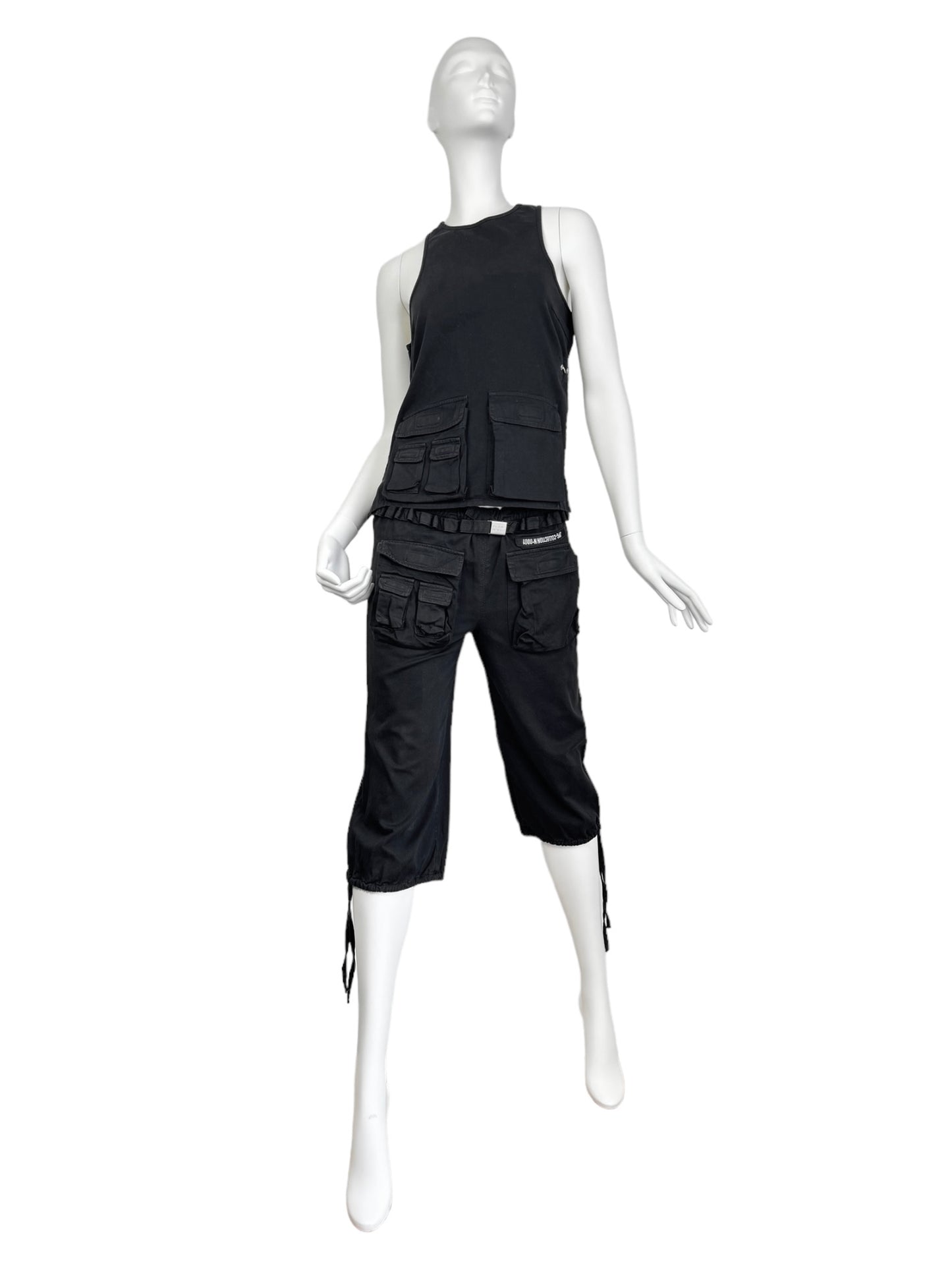 JEAN-PAUL GAULTIER SS2001 BLACK CARGO BONDAGE BACKLESS 2P. SET