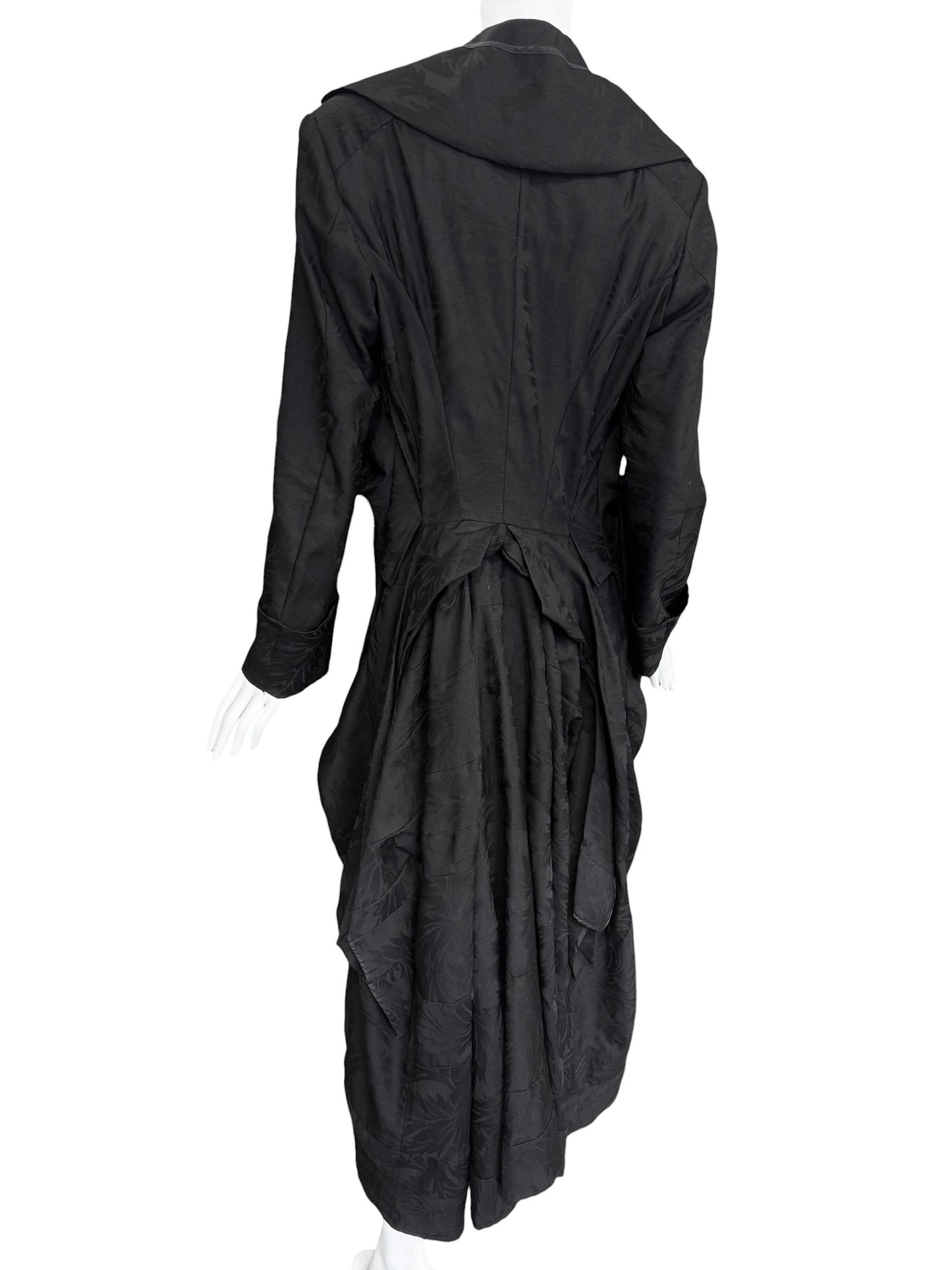 JUNYA WATANABE SS2007 BLACK WOOL JACQUARD VICTORIAN-INSPIRED COAT