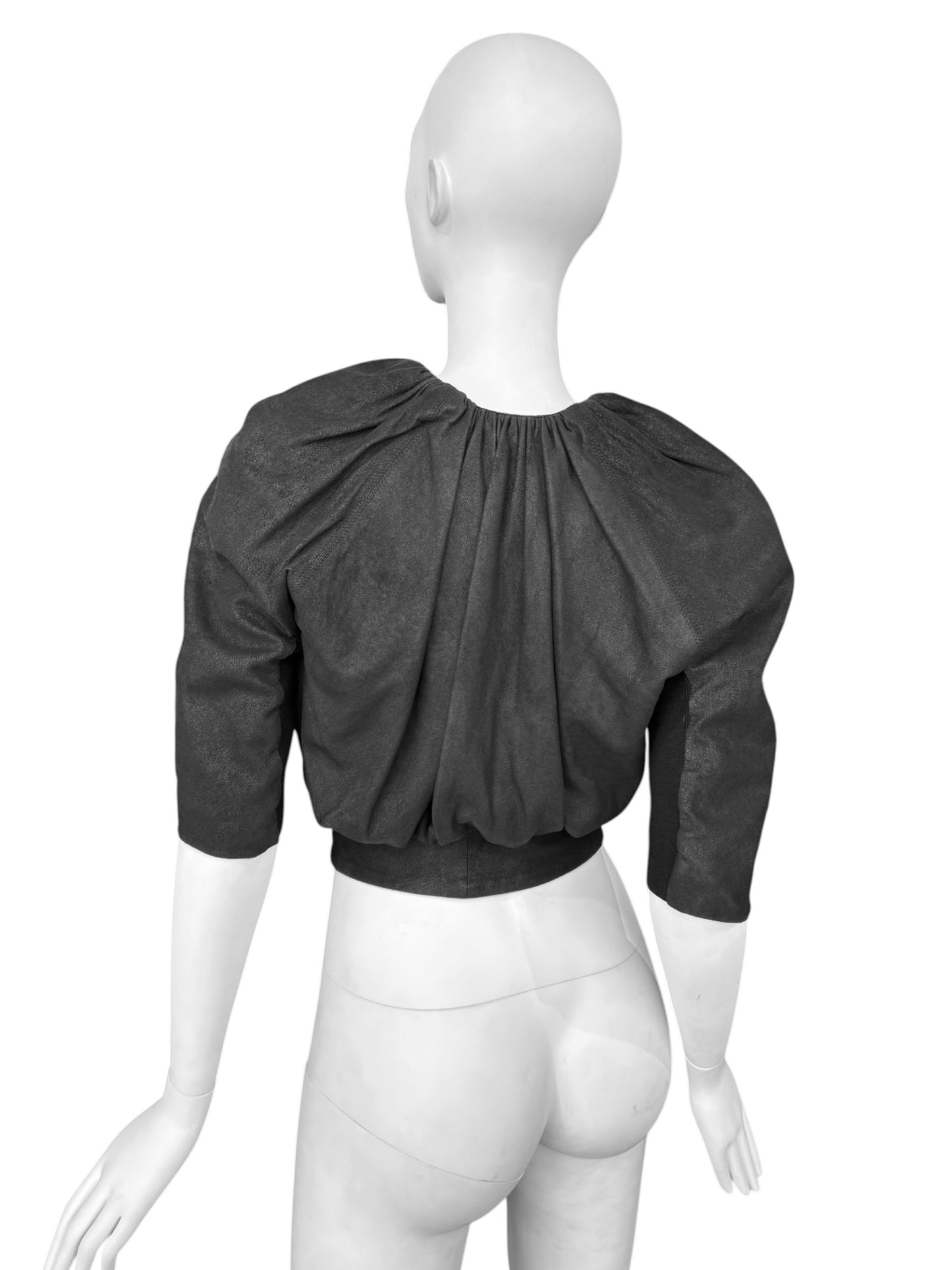 RICK OWENS SS2009 «STRUTTER» BLACK LEATHER BUBBLE JACKET