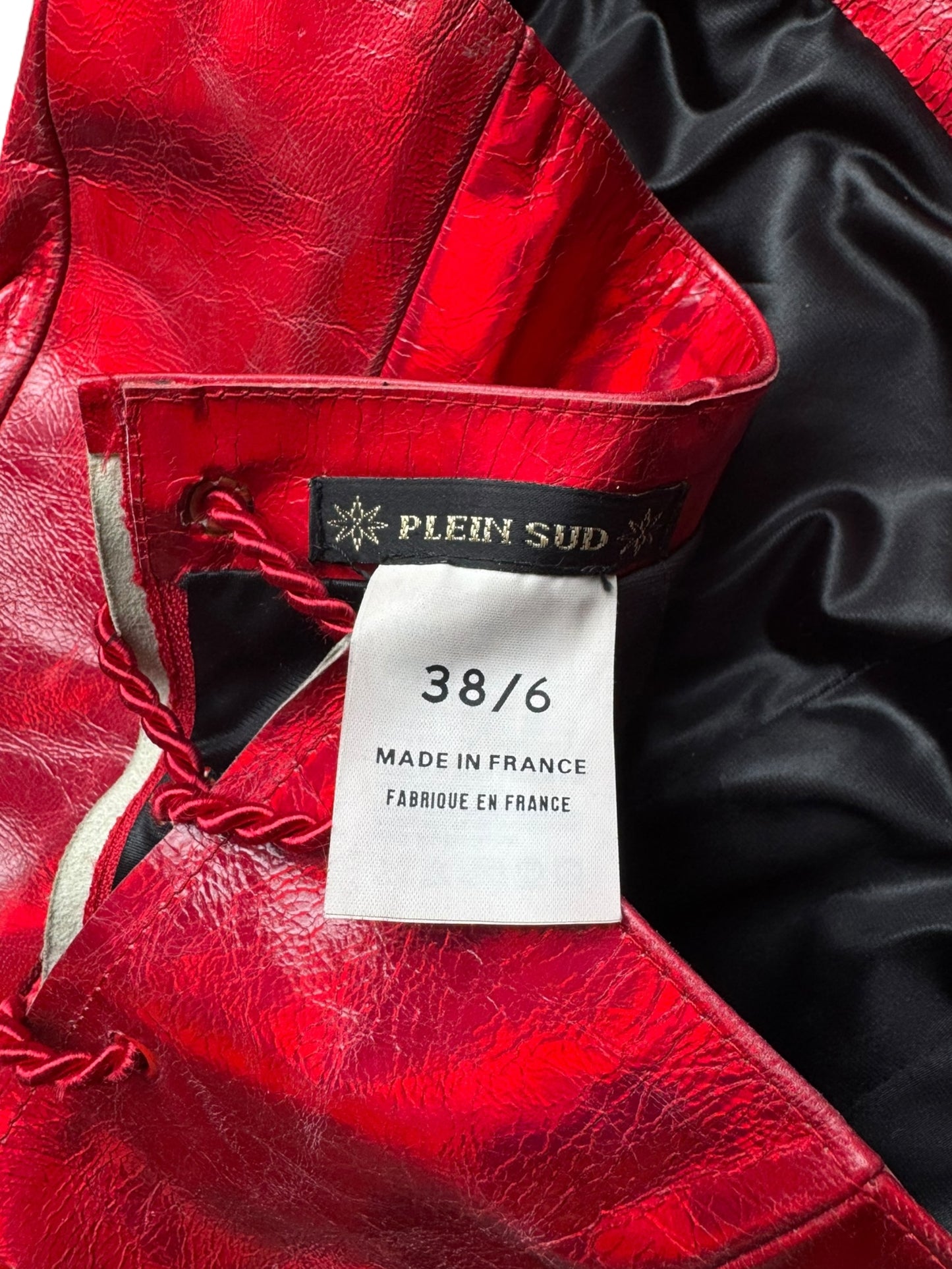 PLEIN SUD 1990s METALLIC RED LEATHER CORSET BUSTIER TOP