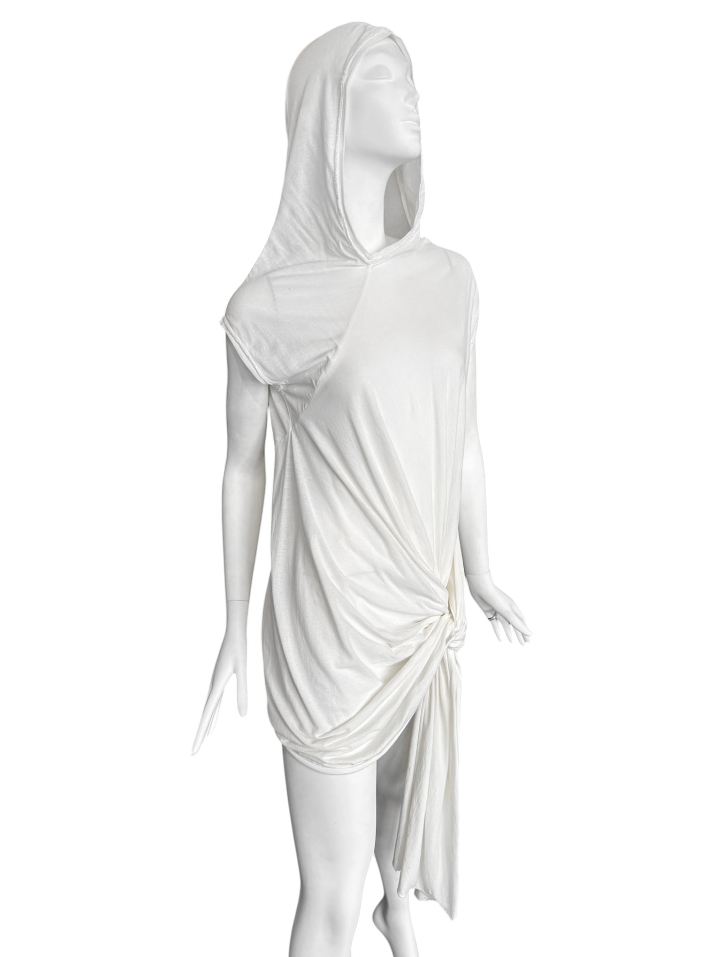 MARC LE BIHAN 2020s WHITE DRAPED HOODED TOP
