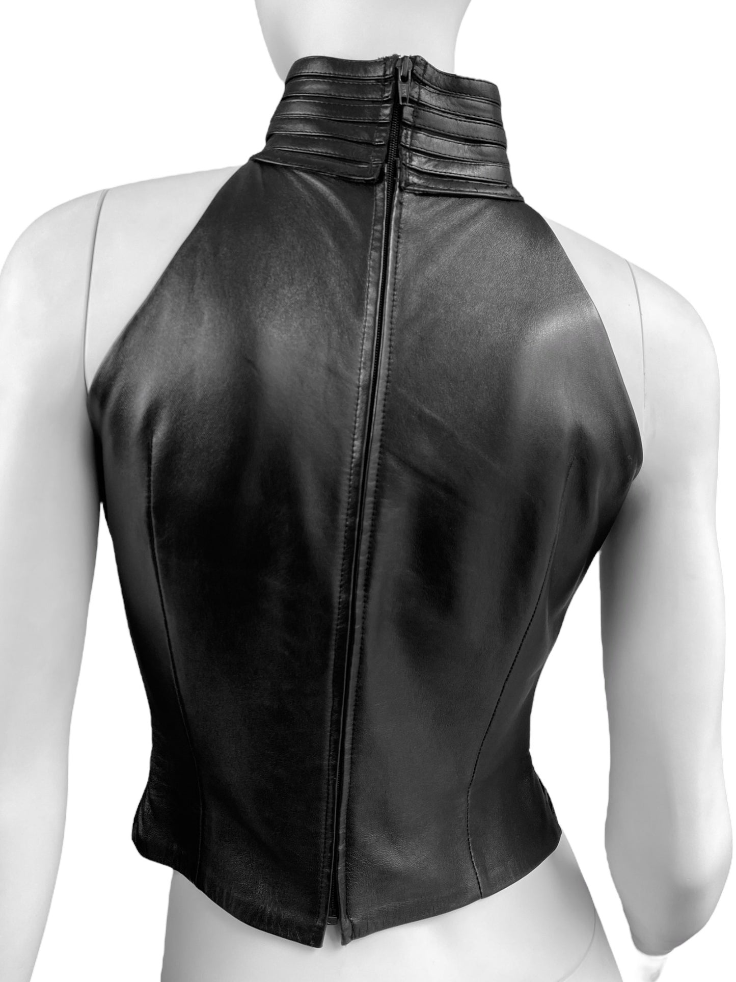 JITROIS 1999 BLACK LEATHER HORIZONTAL STRAPS TOP