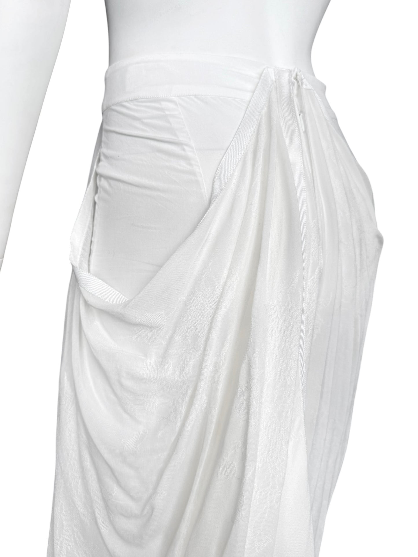 MARC LE BIHAN 2020s WHITE DRAPED MAXI SKIRT