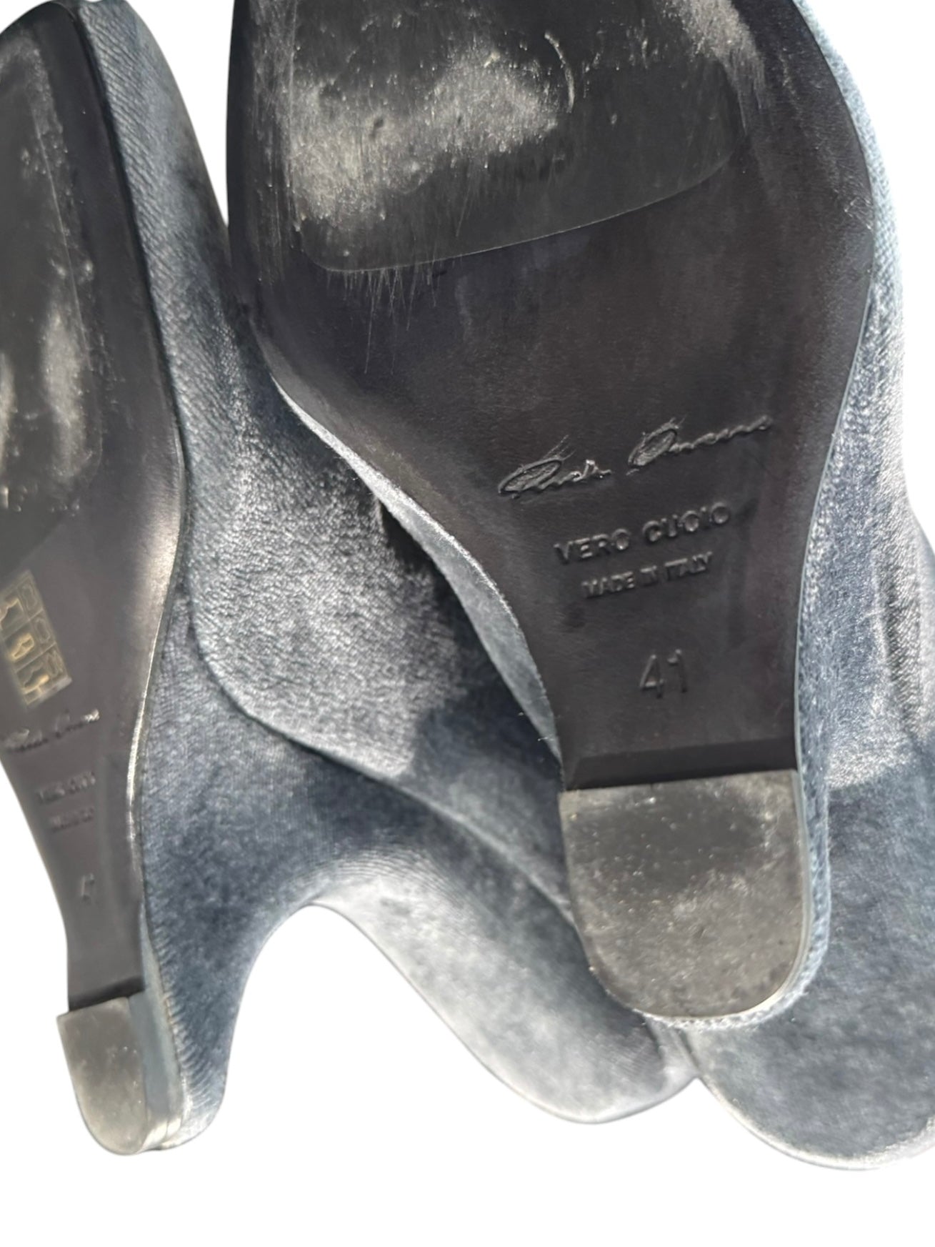 RICK OWENS 2020S GREY VELVET CANTILEVER THIGH-HIGH BOOTS