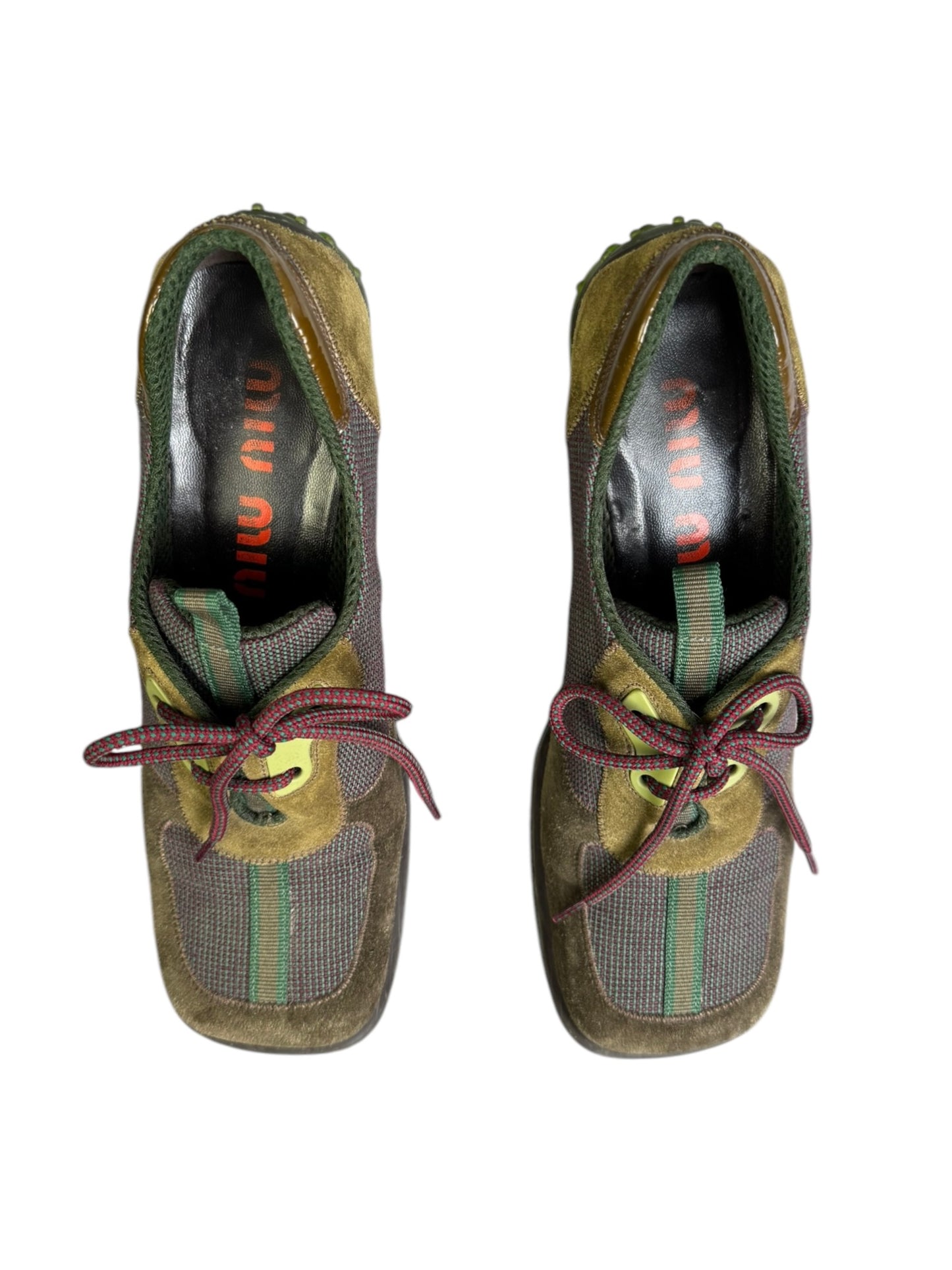 MIU MIU FW1999 KHAKI LEATHER BUBBLE SOLE HEELS