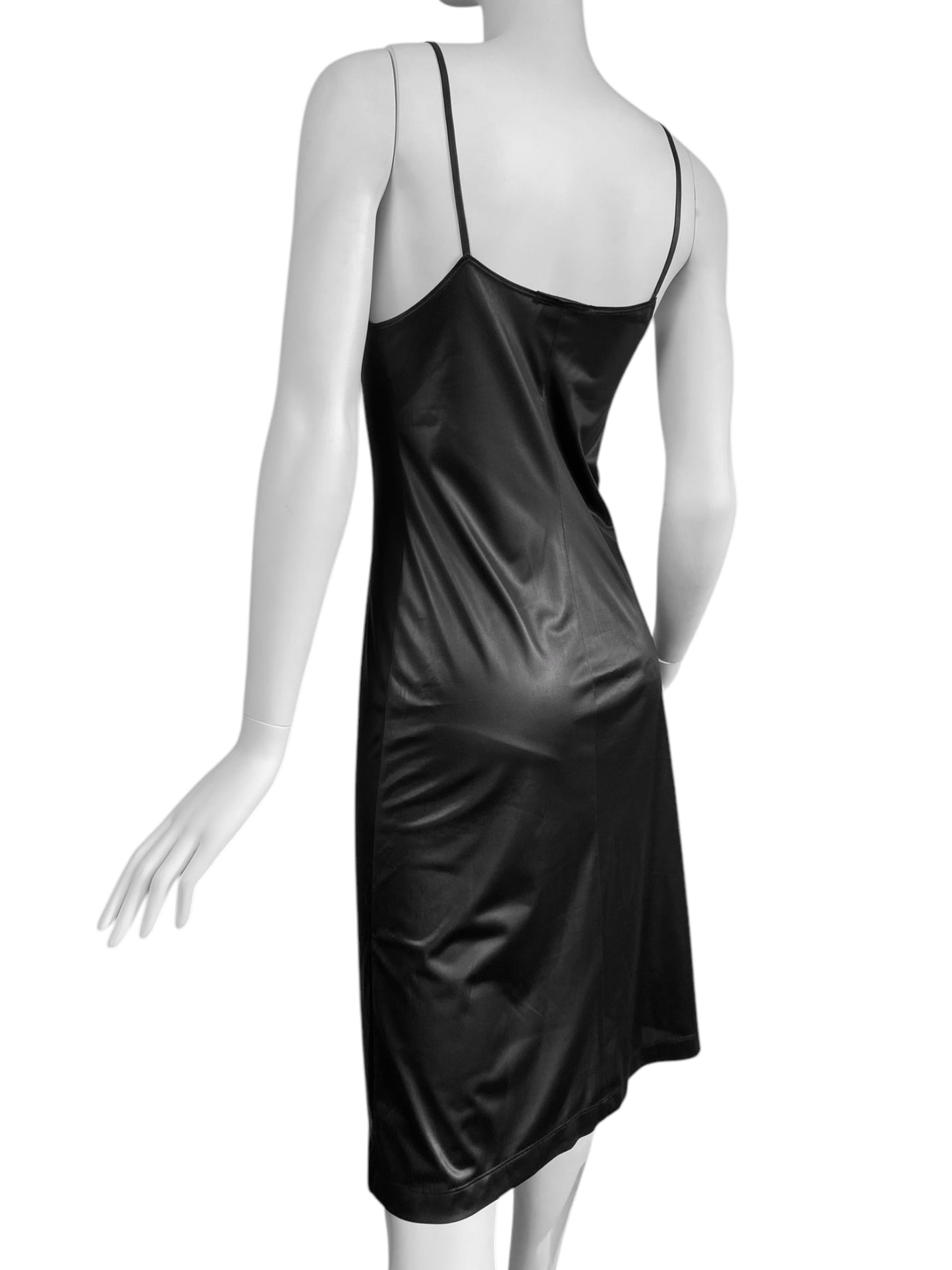 PLEIN SUD 2000s BLACK MIDI SLIP DRESS