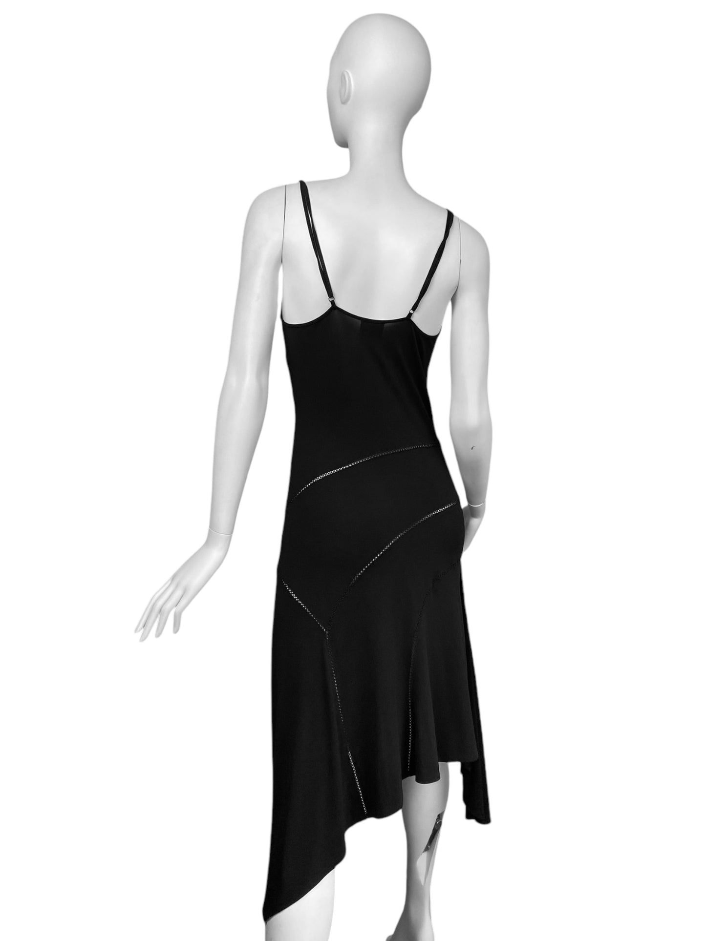 PLEIN SUD SUN 1990s BLACK PICOT SLIP DRESS