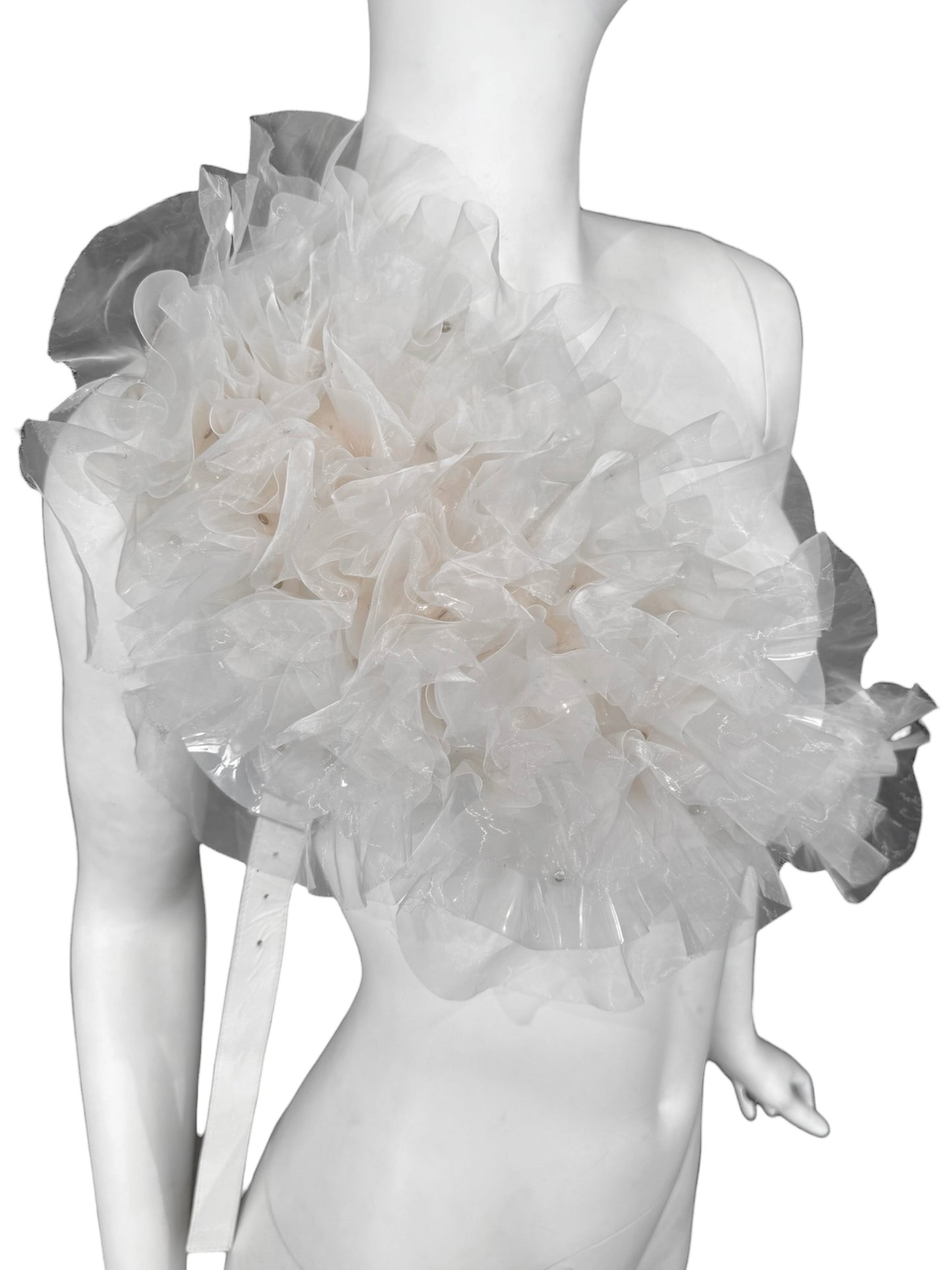 NOIR KEI NINOMIYA FW2020 WHITE RUFFLES HARNESS