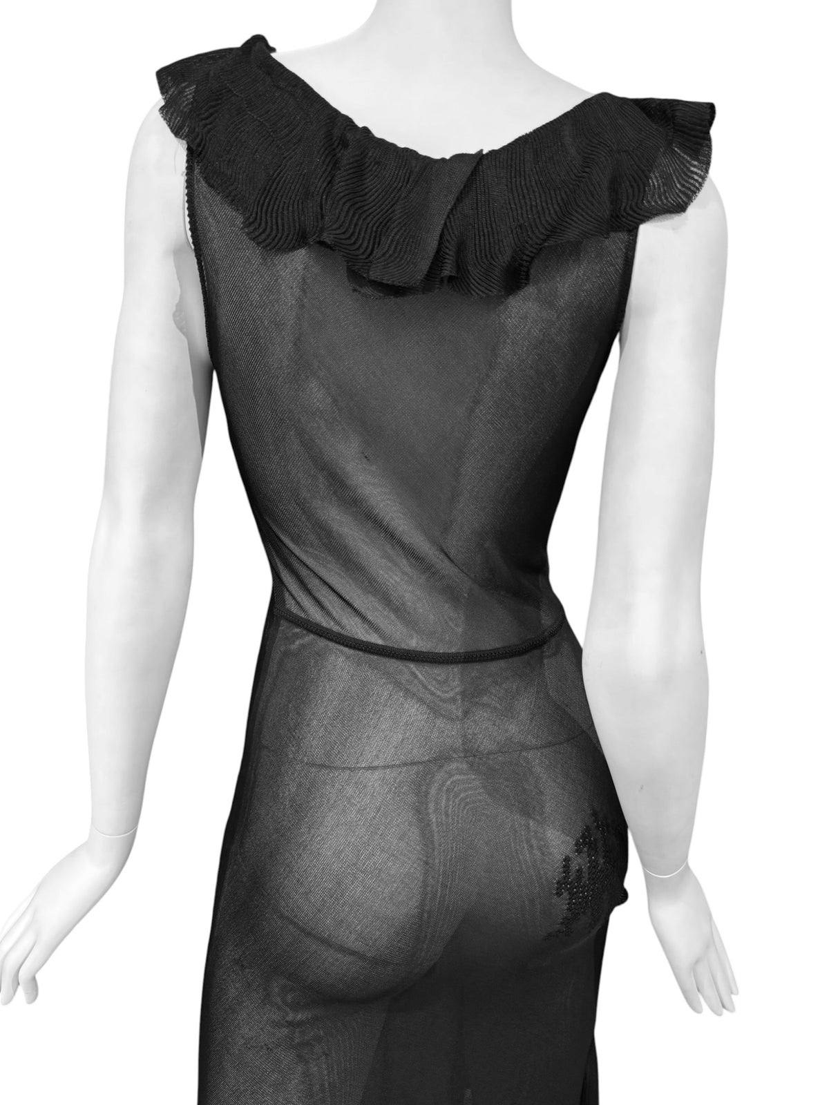 JOHN GALLIANO FW1996 BLACK SHEER TATOO MAXI DRESS