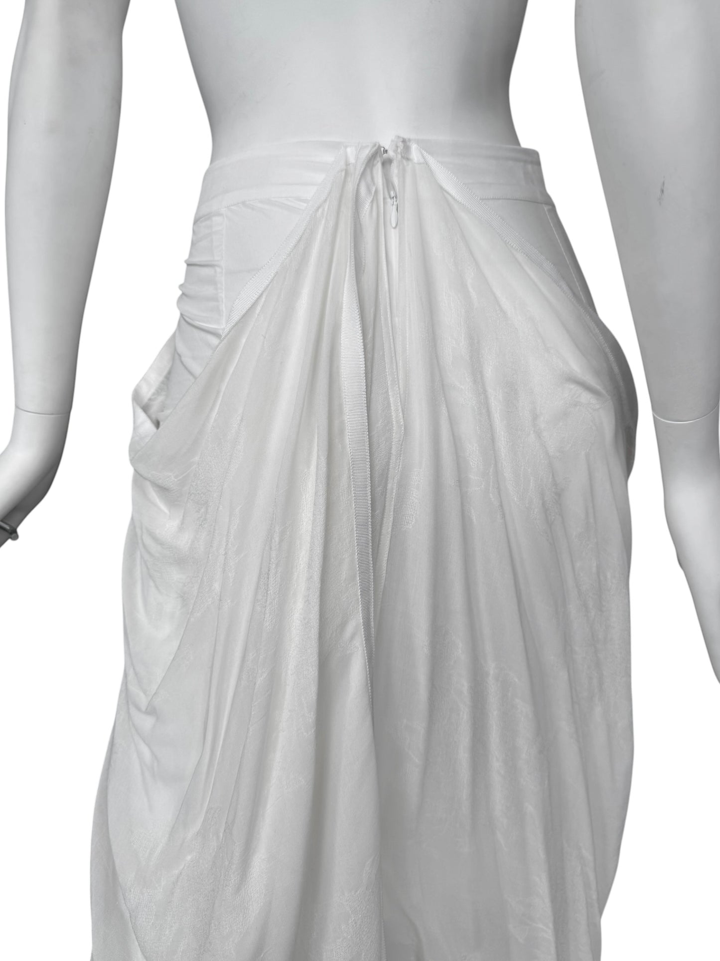 MARC LE BIHAN 2020s WHITE DRAPED MAXI SKIRT