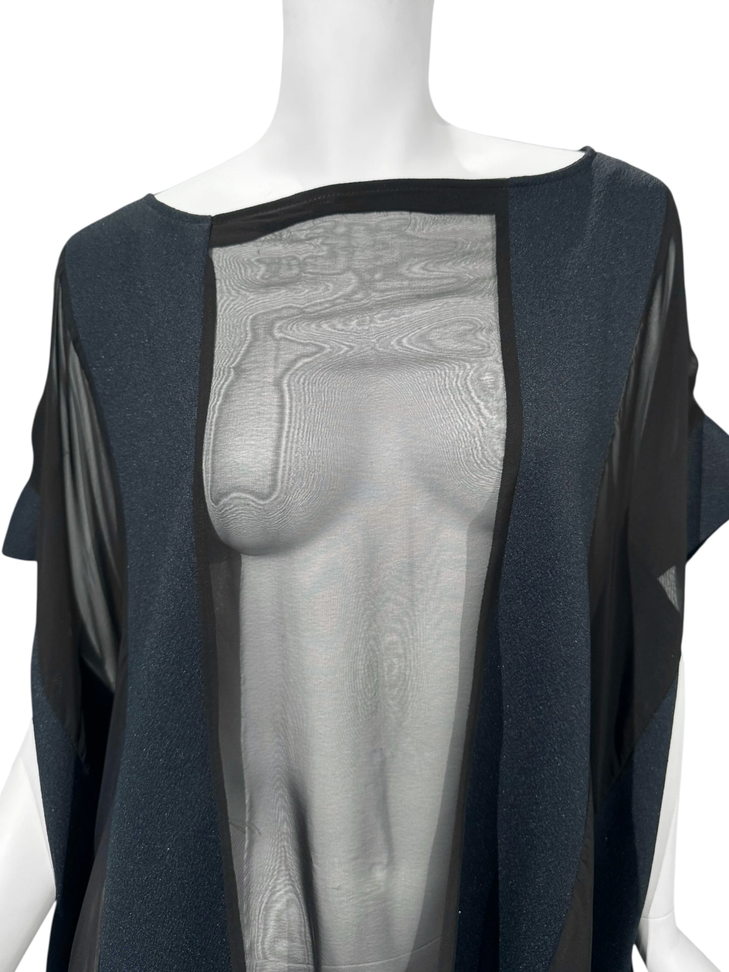 MAISON MARTIN MARGIELA SS2000 ARTISANAL BLACK & NAVY PANELS OVERSIZE DRESS