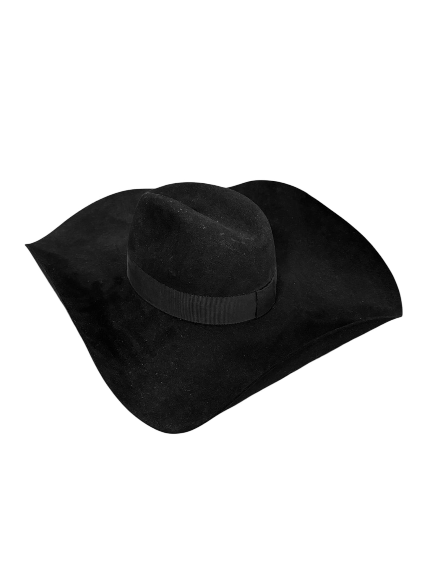SAINT LAURENT 2010s BY HEDI SLIMANE RABBIT FUR FELT WIDE-BRIM HAT