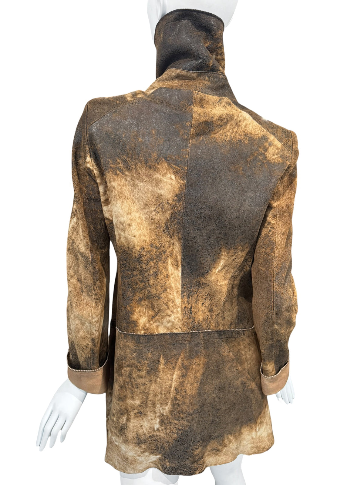 PLEIN SUD JEANIUS FW2011 BROWN LEATHER & FUR 2P. COAT