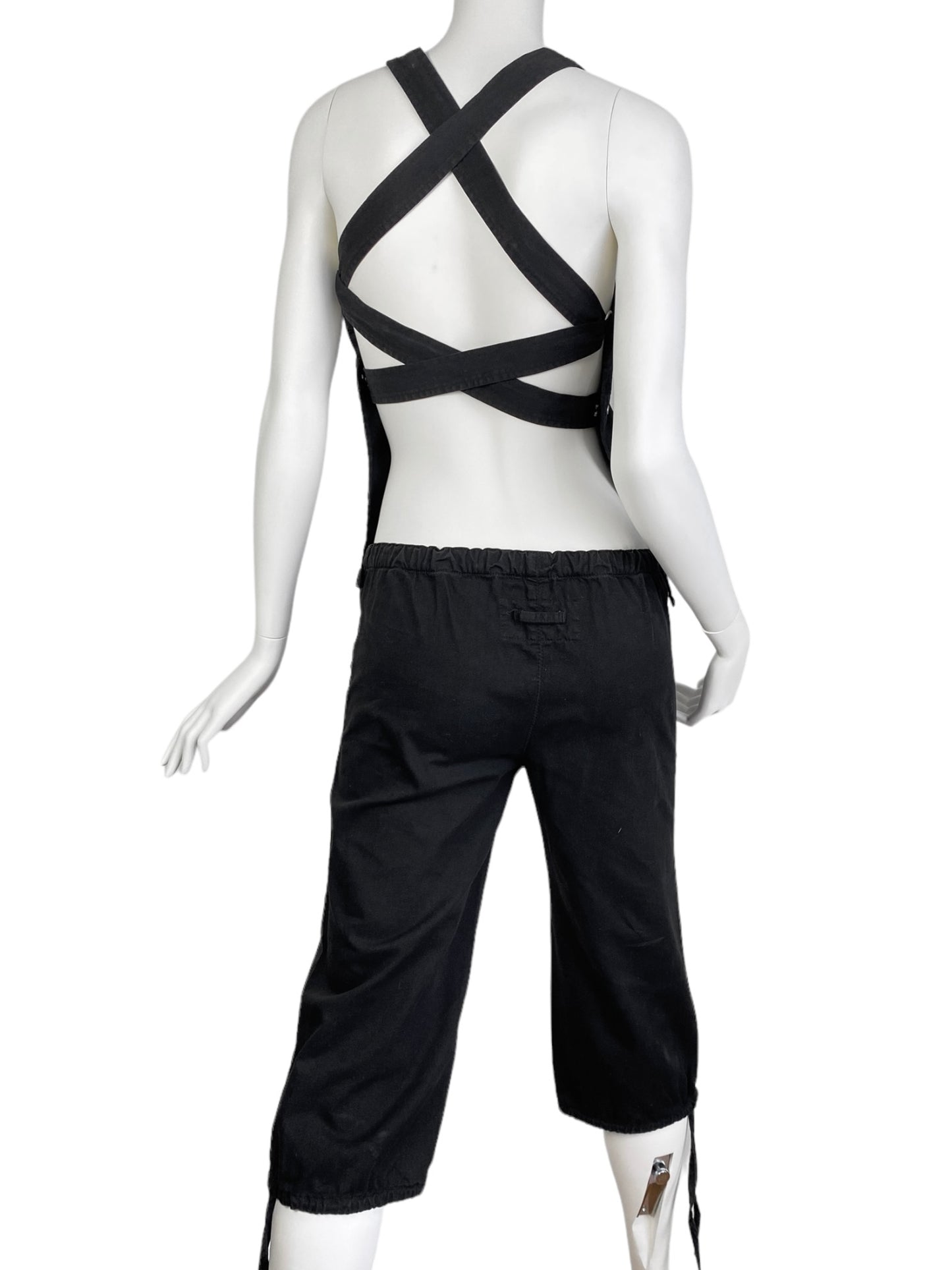 JEAN-PAUL GAULTIER SS2001 BLACK CARGO BONDAGE BACKLESS 2P. SET