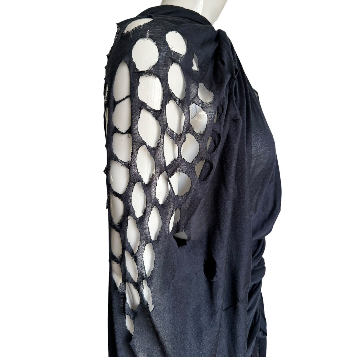 MAISON MARGIELA SS2020 BY GALLIANO NAVY BLUE OPENWORK WRAP DRESS