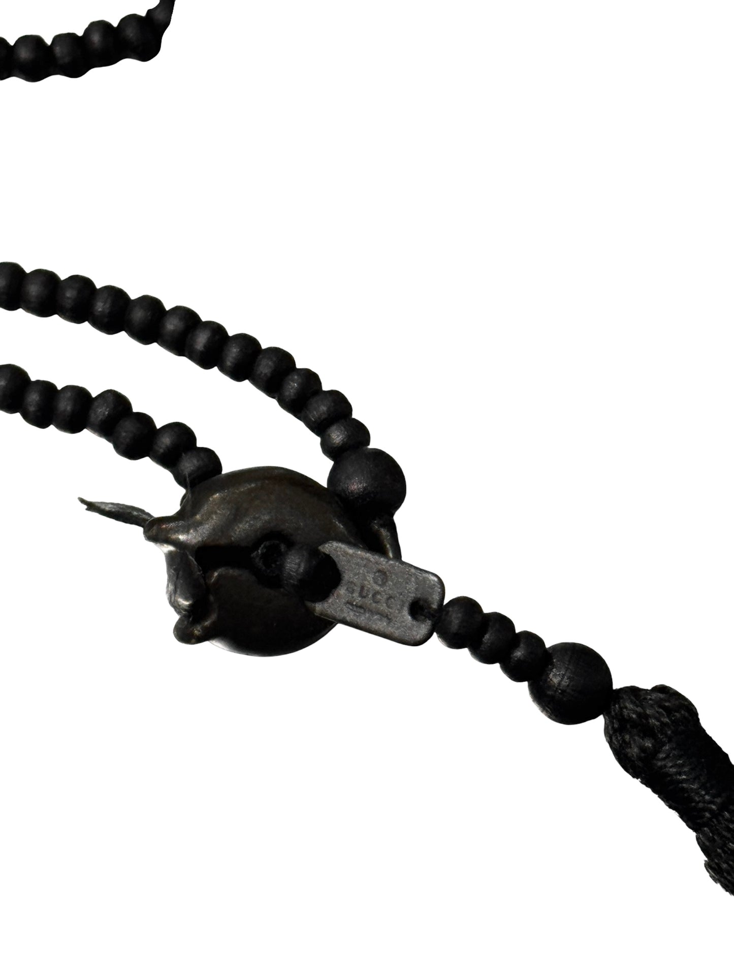 GUCCI FW2002 BY TOM FORD BEADED EBONY CROSS ROSARY NECKLACE
