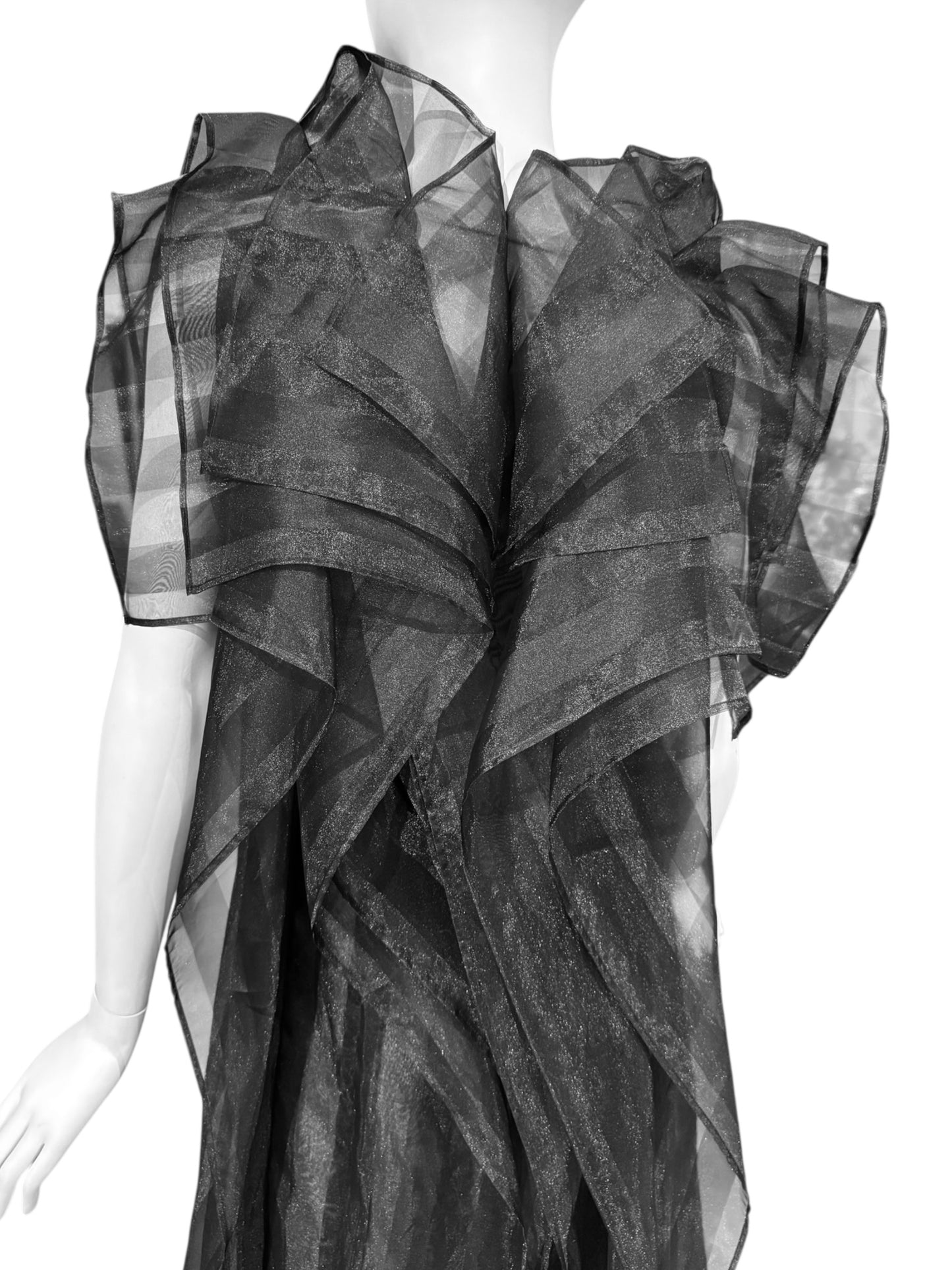 ISSEY MIYAKE FW2009 BY DAI FUJIWARA BLACK PANELS SHEER MAXI DRESS