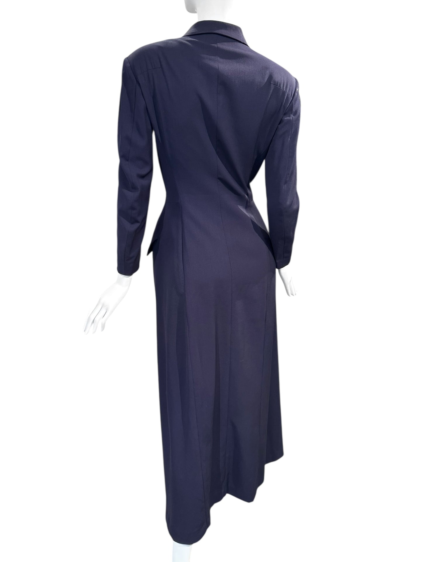 YOHJI YAMAMOTO SS1997 PURPLE WOOL DOUBLE BREASTED MAXI COAT