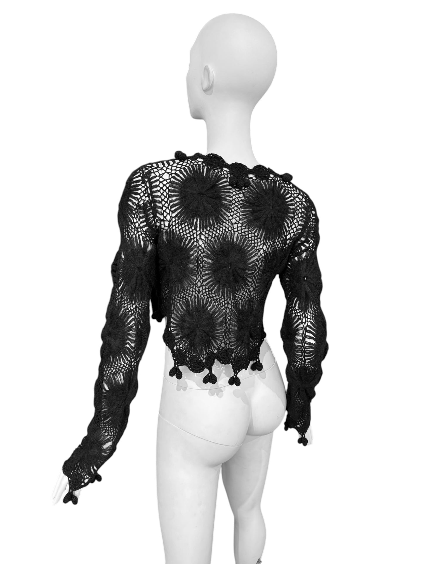 JOHN GALLIANO 2000s BLACK MOHAIR CROCHET CARDIGAN