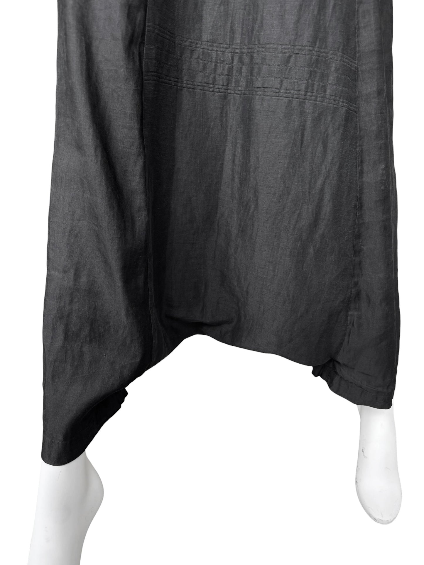 SHIRIN GUILD 1990s BLACK LINEN & SILK HAREM PANTS