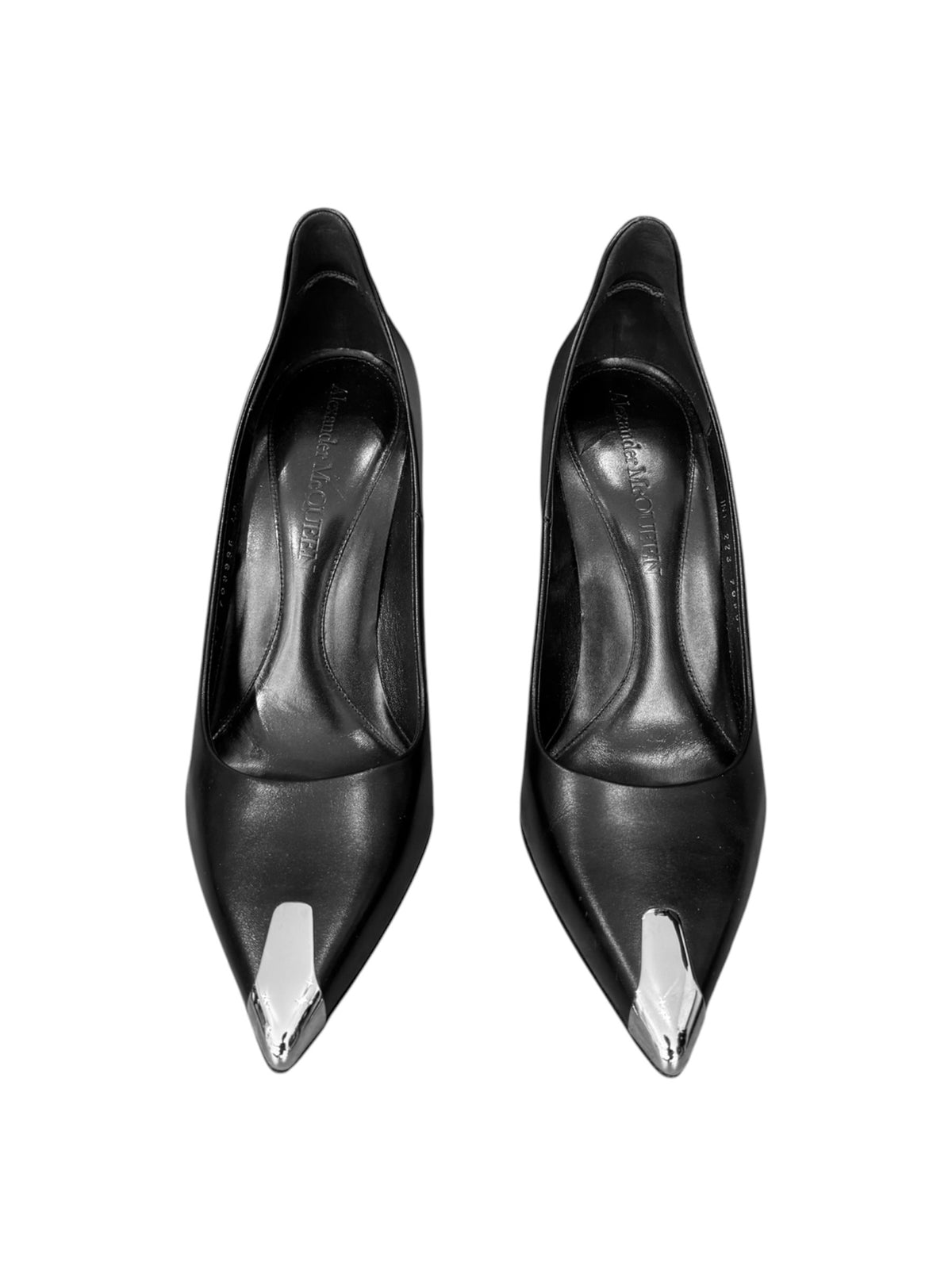 ALEXANDER MCQUEEN SS2022 BY SARAH BURTON BLACK LEATHER HEELS