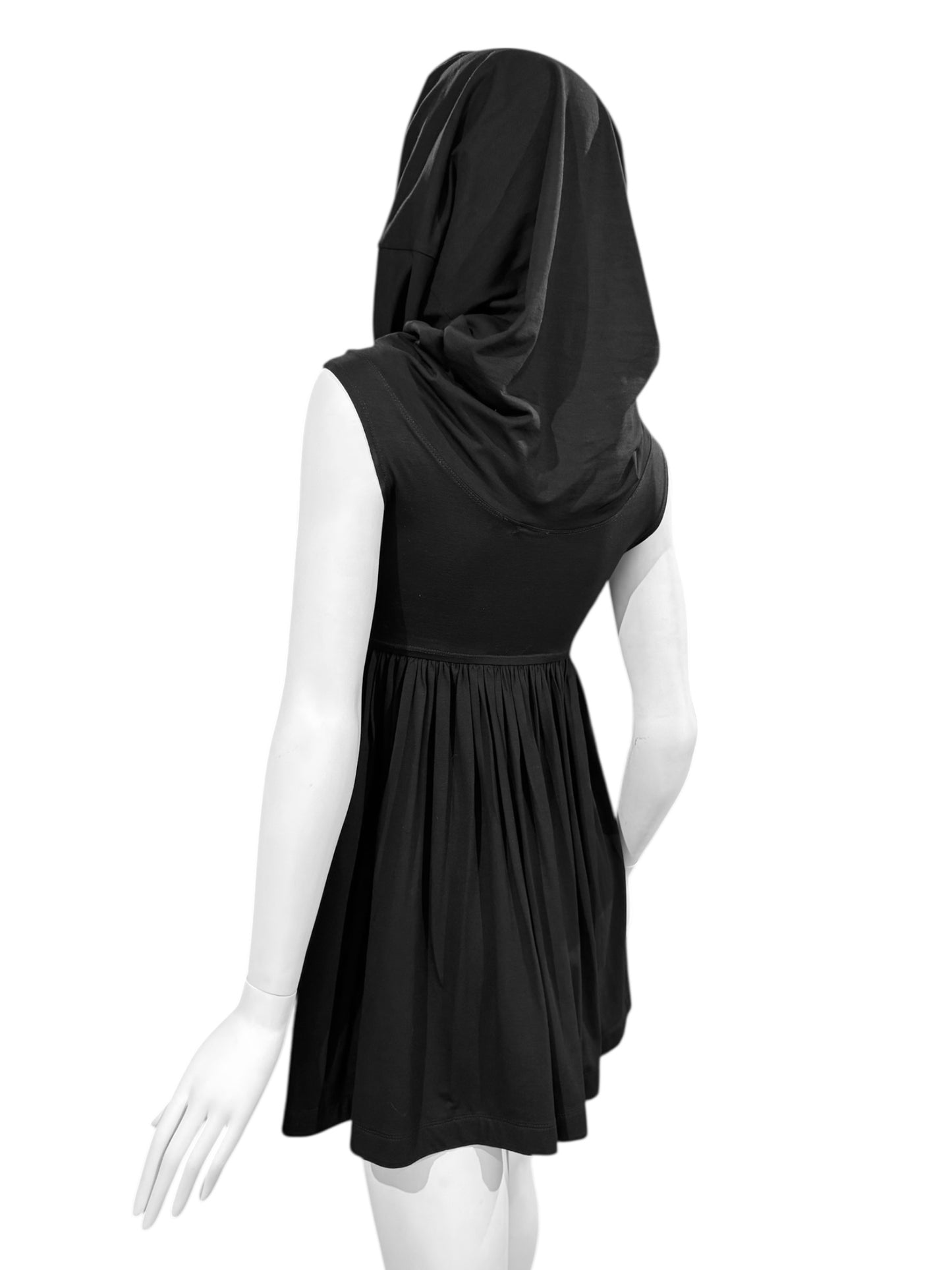 PLEIN SUD 2000s BLACK HOODED MINI DRESS