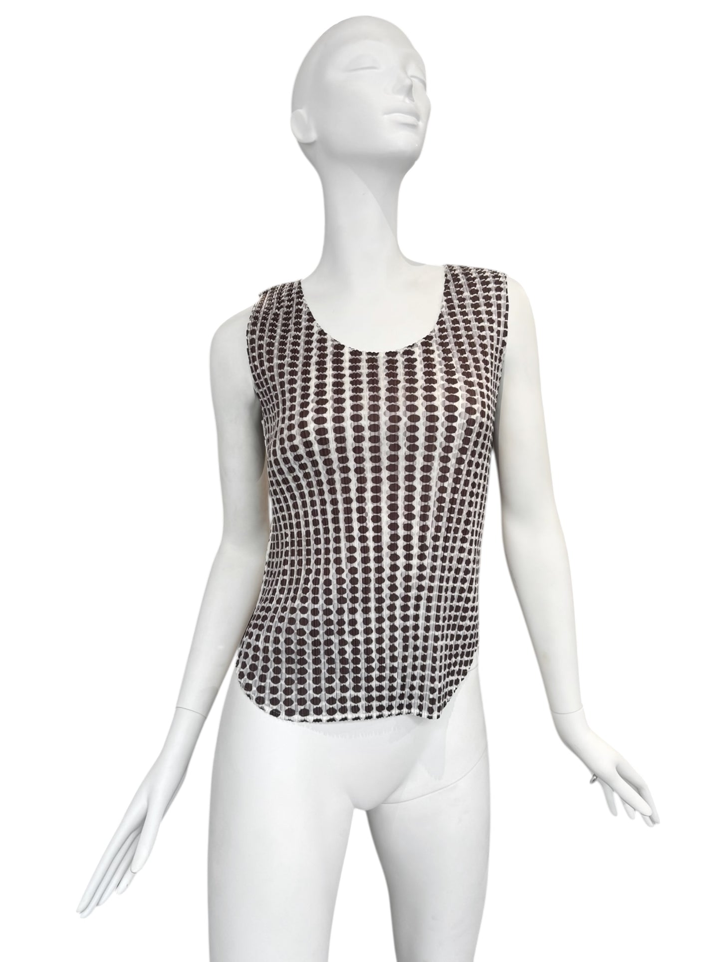 PLEATS PLEASE 2010s BROWN POLKA DOT TANK TOP