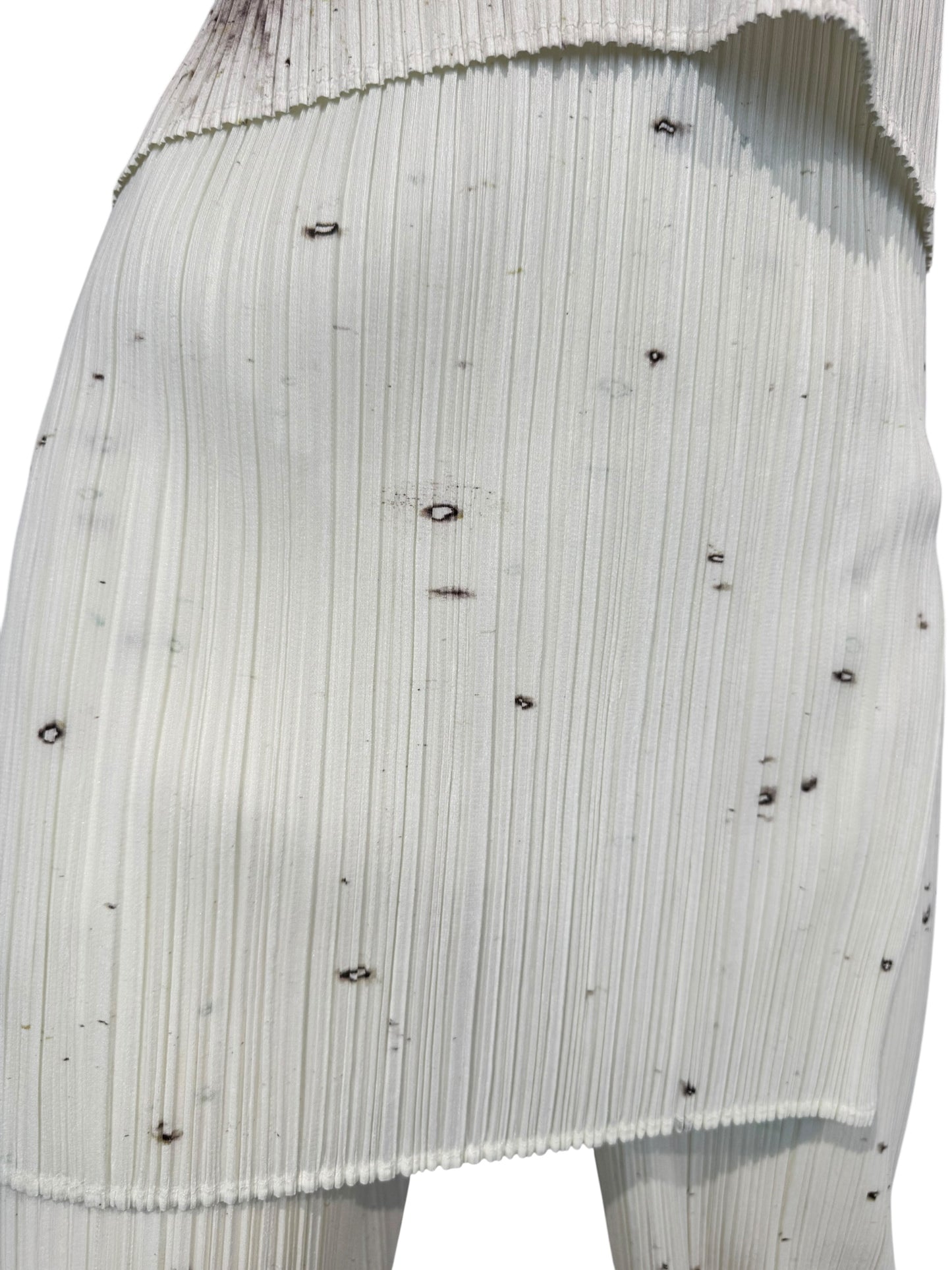 PLEATS PLEASE ISSEY MIYAKE 1998 X CAI GUO-QIANG GUNPOWDER PRINT PLEATED 3P. SET (TOP, PANTS & TUNIC)
