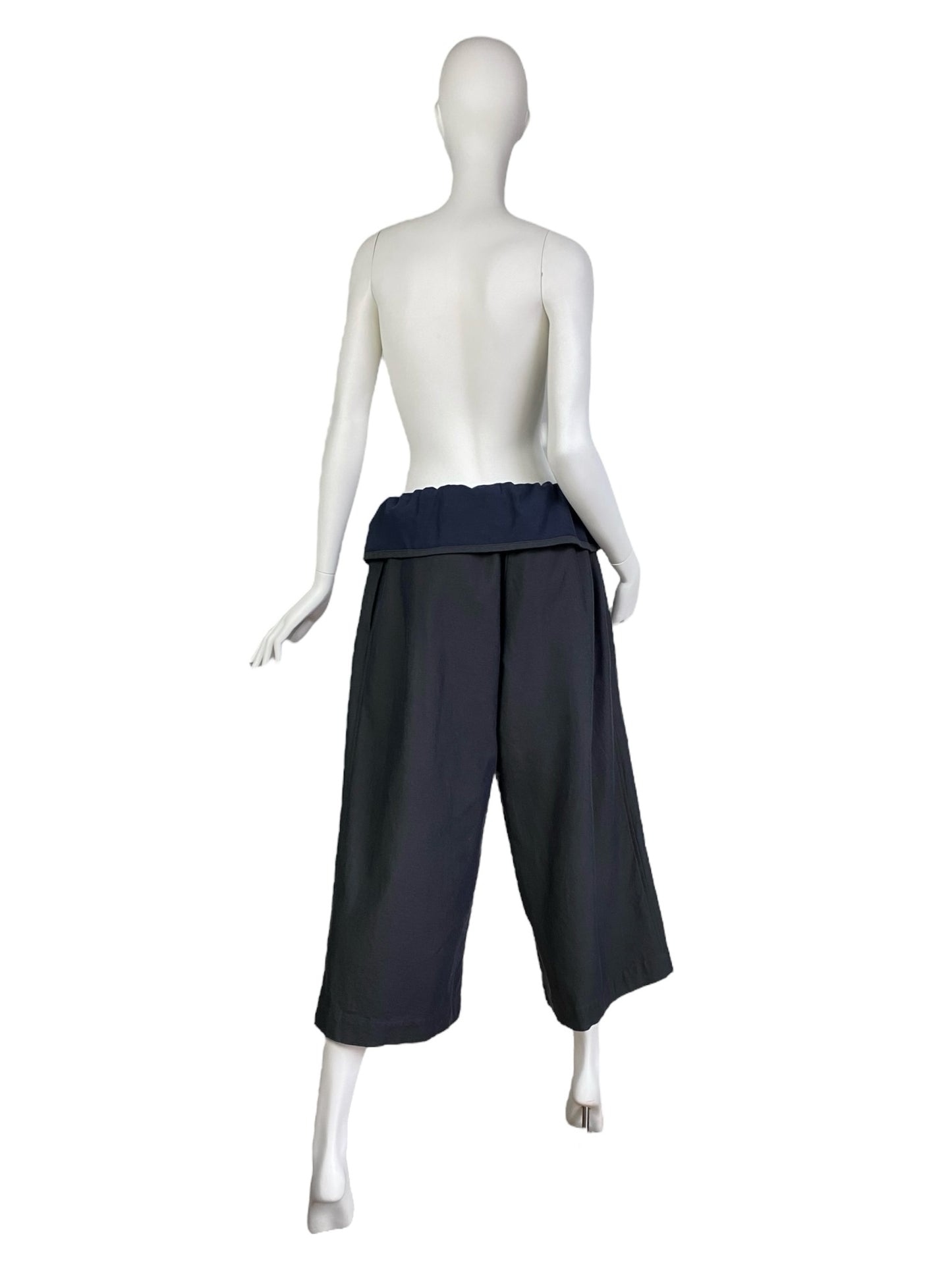 Y’S YOHJI YAMAMOTO 2010s GREY/BLUE WIDE CAPRI PANTS