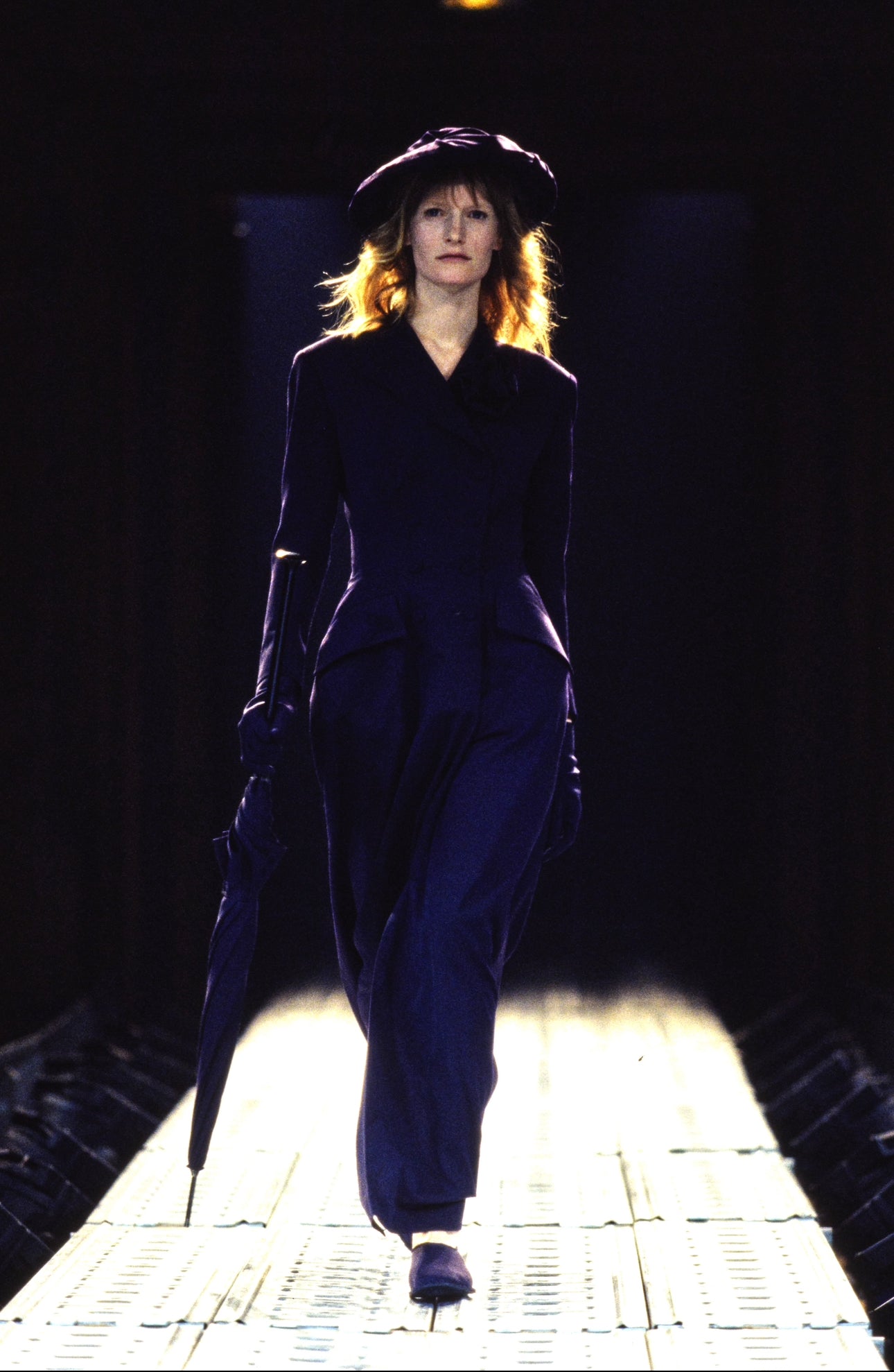 YOHJI YAMAMOTO SS1997 PURPLE WOOL DOUBLE BREASTED MAXI COAT