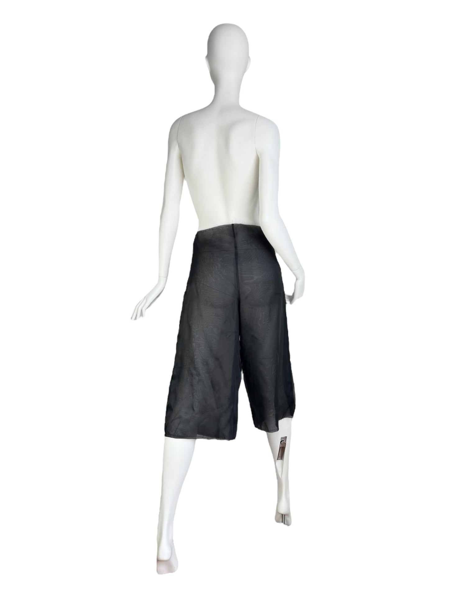 MAISON MARGIELA FW2019 BY BLACK SILK ORGANZA SHEER WIDE SHORTS